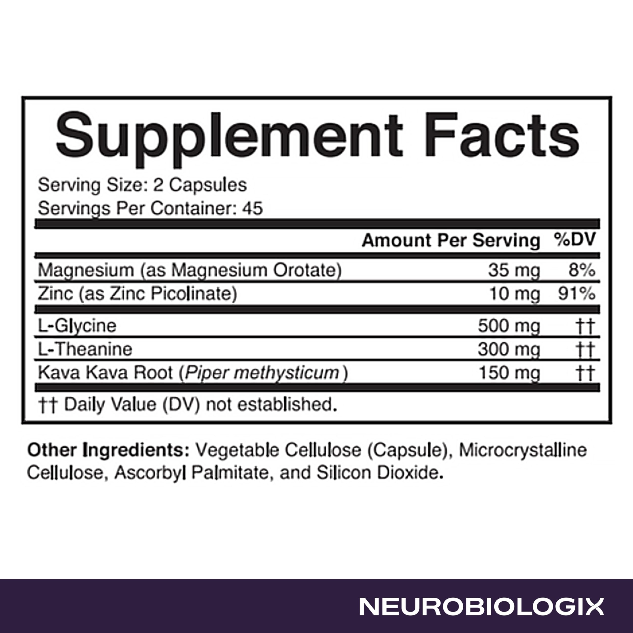 Neurobiologix Neuro Calm & Rebalance, L Theanine, Magnesium, Zinc & Kava Kava Complex for Calm Mood Balance and Stress Support, GABA Activity Support Supplement, Gluten Free, Vegetarian, 90 Capsules NeurobiologixAu supplements