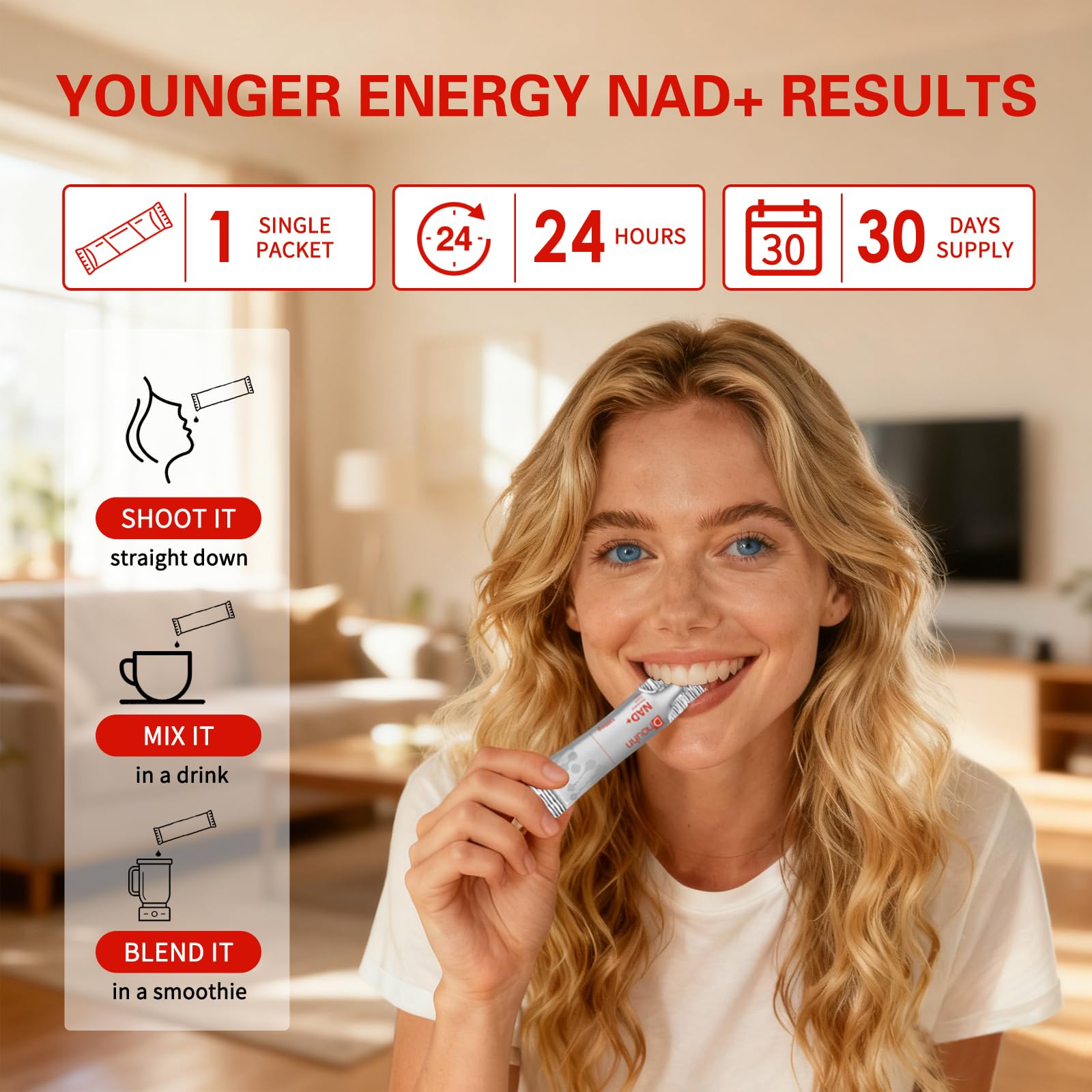 DNOUHN NAD Liquid Supplement 1500mg, Nicotinamide Riboside & Resveratrol with PQQ, NAD Supplement for Women & Men, Boosts Cellular Energy, Anti-Aging, Immune, Focus, 30 Packets DNOUHNAu supplements