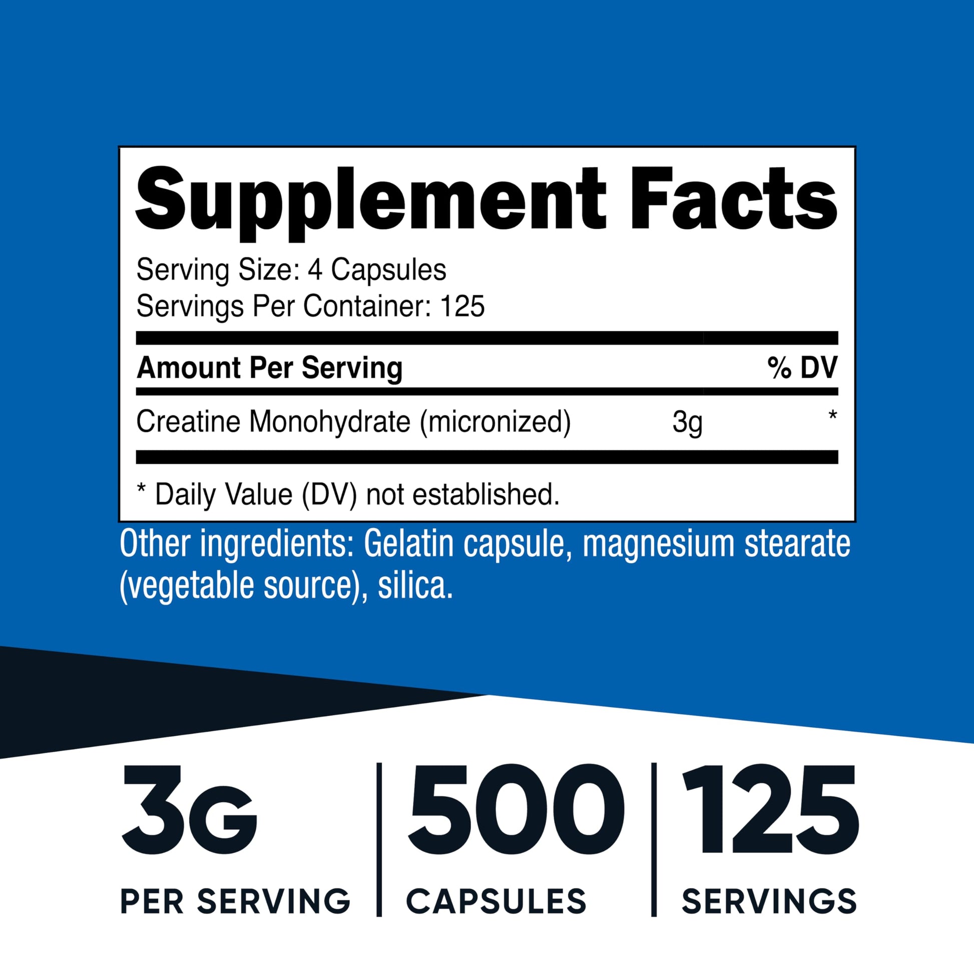 Nutricost Micronized Creatine Monohydrate 3,000mg 500 Capsules, 125 Servings, 750mg of Creatine Monohydrate Per Capsule NutricostAu supplements