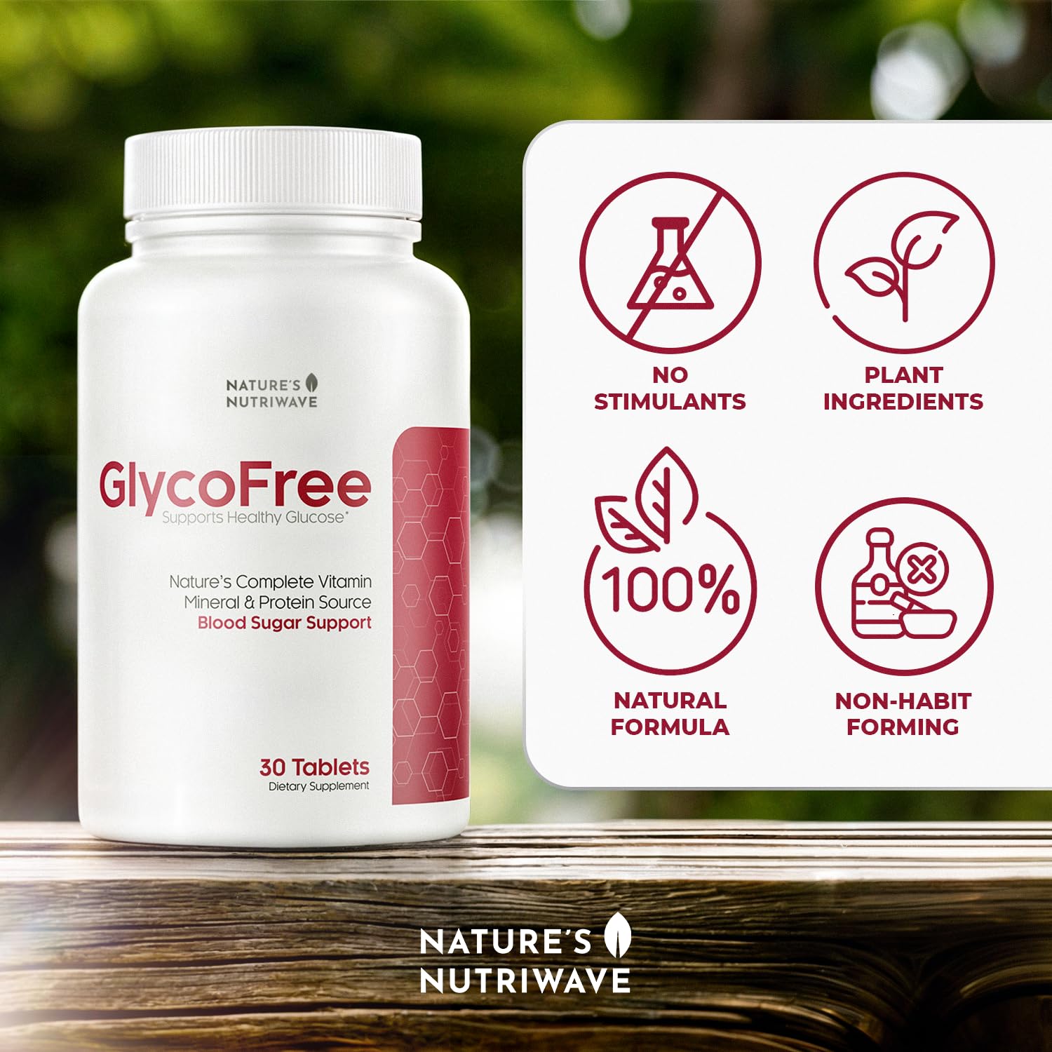 Nature’s NutriWave GLYCOFREE Supplement, Natural Plant-Based Blend with Berberine, Bitter Melon, Cinnamon, Inulin | Non-GMO, Made in USA - 30 Tablets, 3 Month Supply Nature’s NutriWaveAu supplements