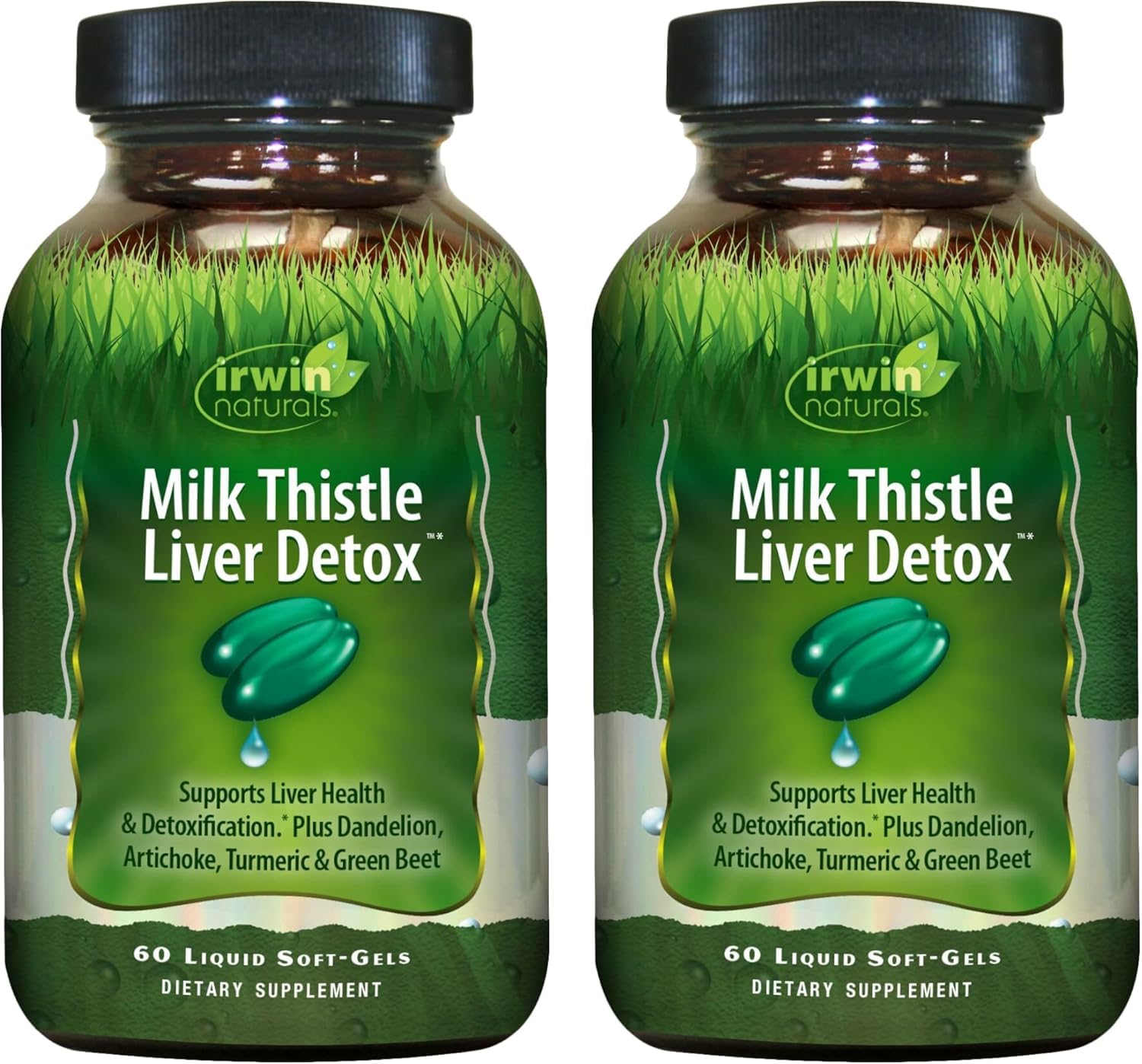 Irwin Naturals Milk Thistle Liver Detox - 60 Liquid Soft-Gels, Pack of 2 - Supports Liver Health with Dandelion, Artichoke, Turmeric & Green Beet Root - 60 Total Servings Irwin NaturalsAu supplements