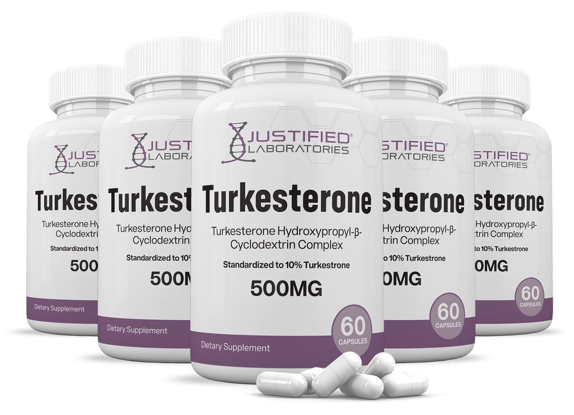 Justified Laboratories (5 Pack Turkesterone 500mg 10% Standardized Naturally Increase Justified LaboratoriesUS supplements