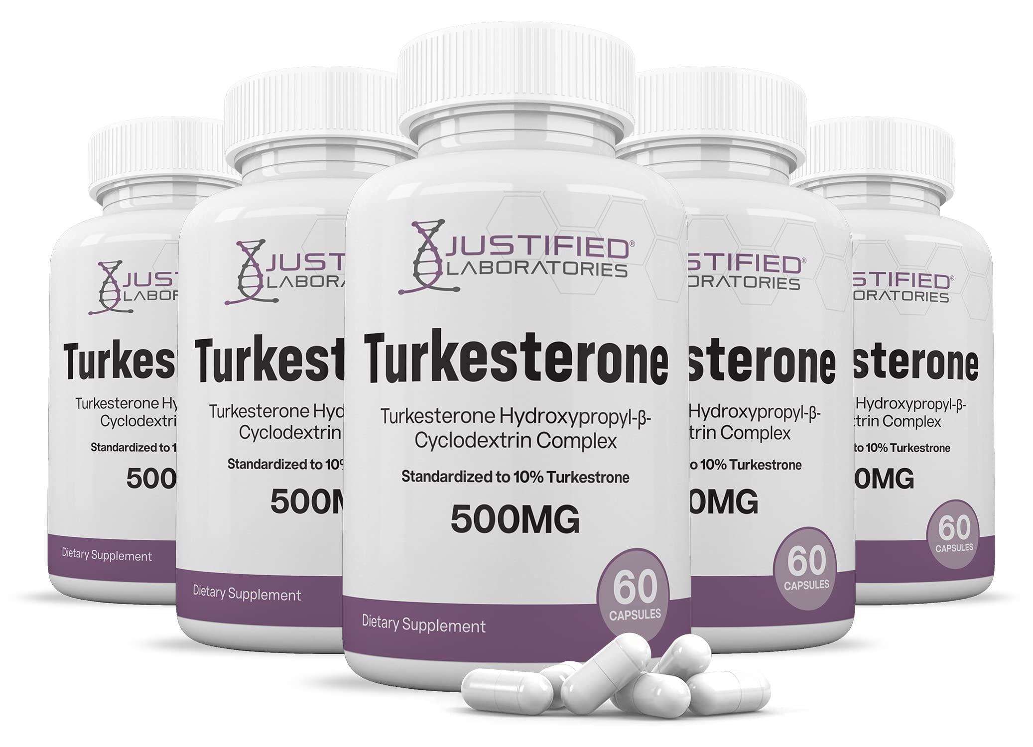 Justified Laboratories (5 Pack Turkesterone 500mg 10% Standardized Naturally Increase Justified LaboratoriesUS supplements