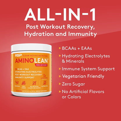 RSP AminoLean Recovery - Post Workout BCAAs Amino Acids Supplement + Electrolytes RSP NUTRITIONUS supplements