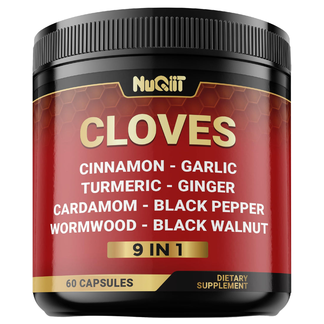 9in1 Clove Supplement Rich in Vitamins & Minerals for Digestive, Immune System, Bone & Heart Health with Cinnamon, Turmeric, Ginger, Cardamom, Garlic, Wormwood, Black Walnut - 60 Capsules - 30 Days NUQIITAu supplements
