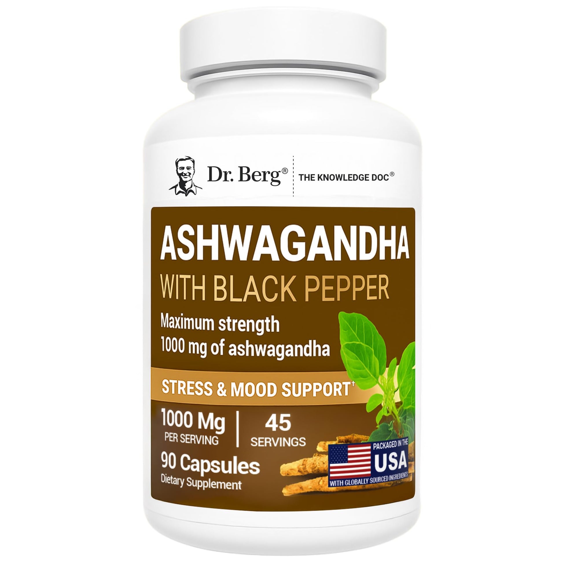 Dr. Berg Ashwagandha Capsules 1000mg - Includes Ashwagandha Root with Black Pepper from Bioperine - Ashwagandha Supplements 90 Capsules Dr. Berg NutritionalsAu supplements