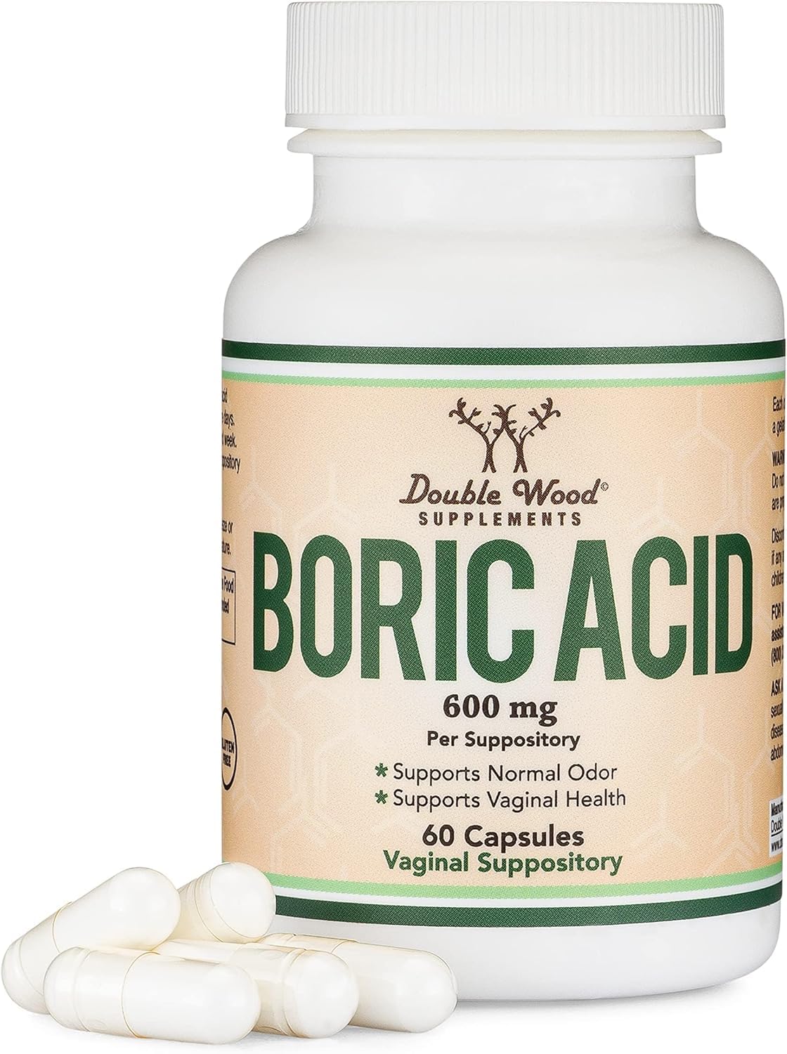 Boric Acid Suppositories 60 Count, Supports Women Health (Easy Dissolve, Third Party Tested) by Double Wood Double Wood SupplementsUS supplements