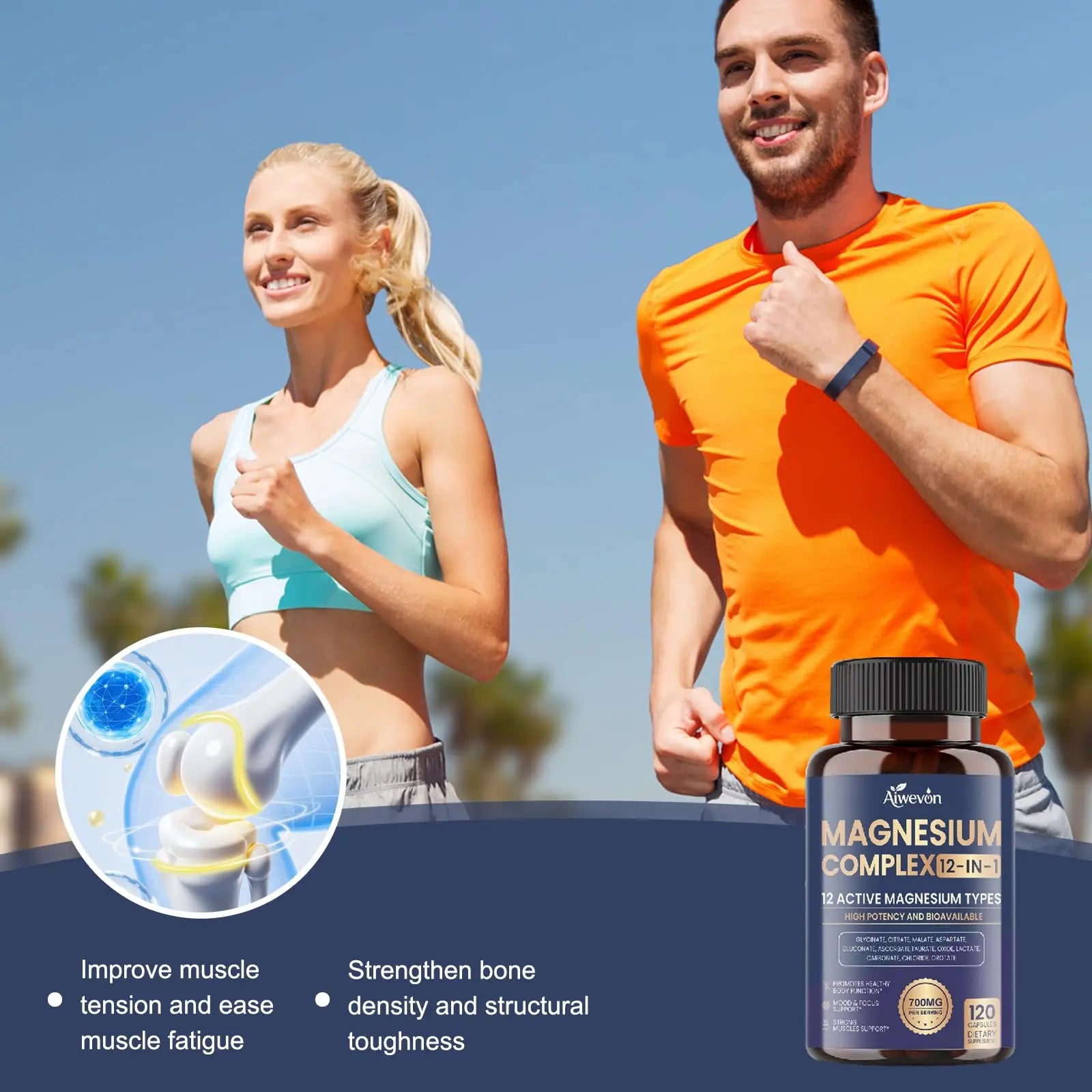 Magnesium Complex 700mg, 12 in 1 Magnesium Supplement with Glycinate, Citrate, Malate, Oxide, Taurate & Orotate, High Absorption Magnesium for Sleep, Muscle, Nerve & Heart Support, Vegan, 120 Capsules Aiwevonnz supplements