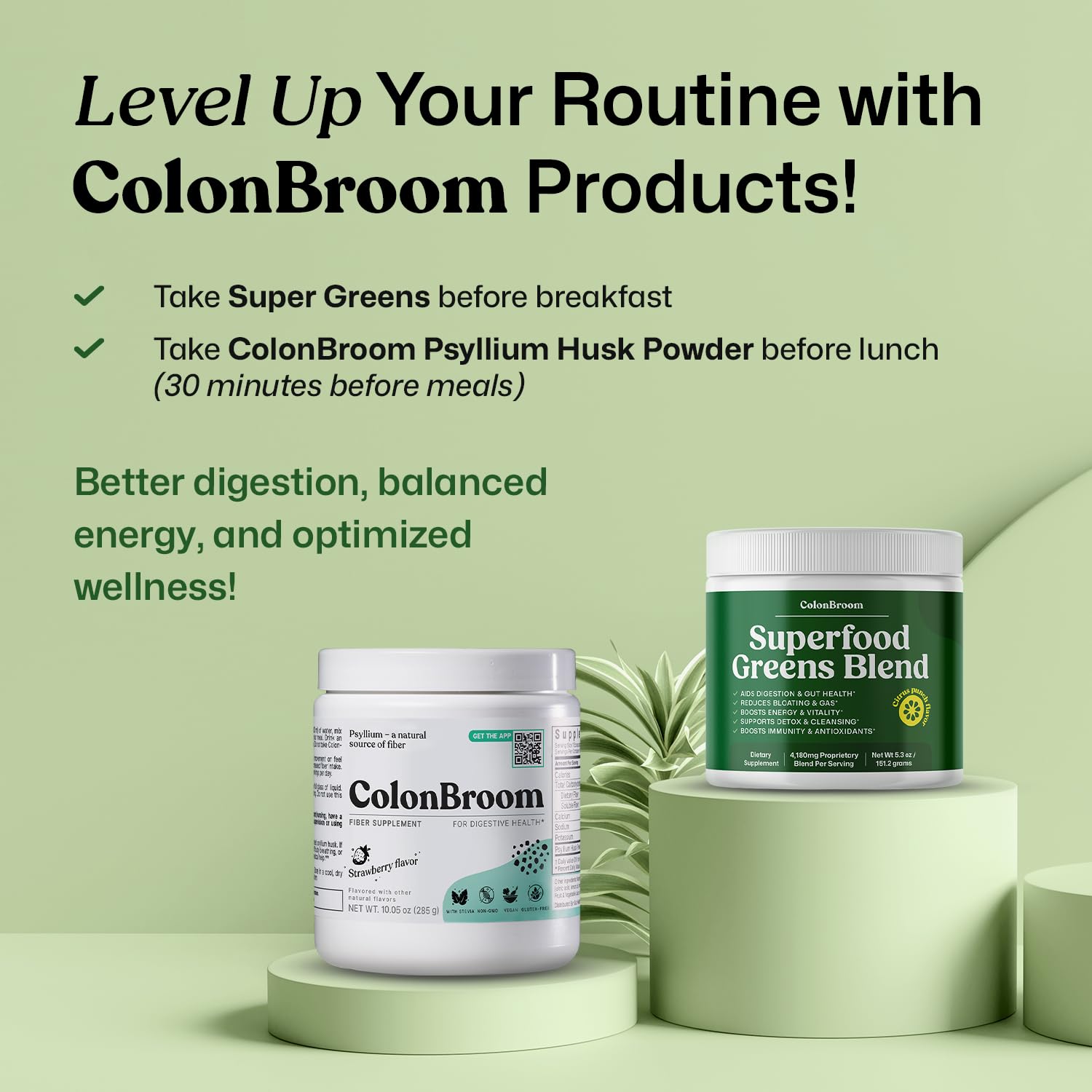 ColonBroom Superfood Greens Powder Supplement | Super Greens Juice Powder with Probiotics, Prebiotics, Spirulina & Chlorella | Natural for Energy, Immunity, Digestion & Detox Support | 28 Servings ColonBroomAu supplements