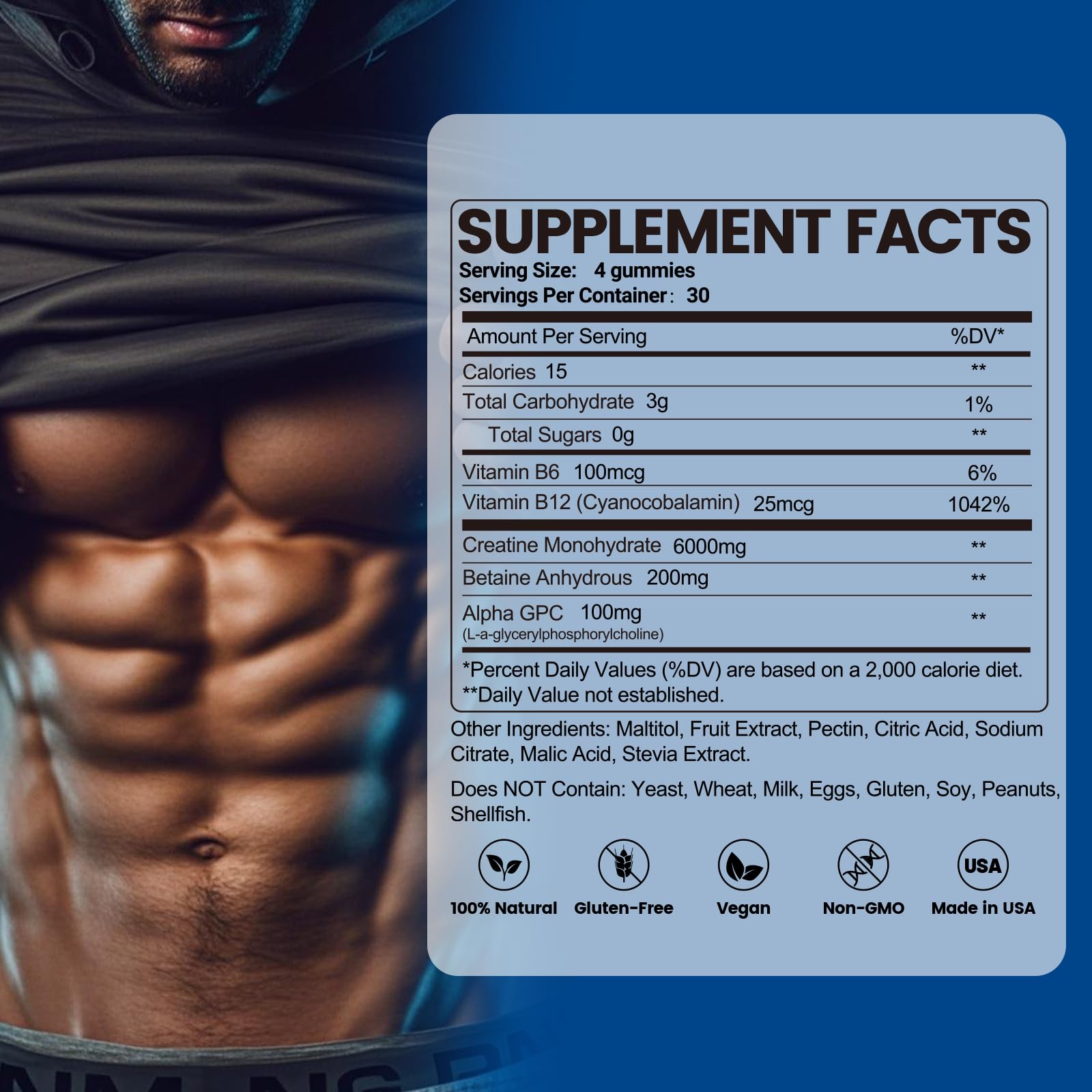 inGreens Creatine Monohydrate Gummies 6g for Men & Women 120 Count inGreensAu supplements