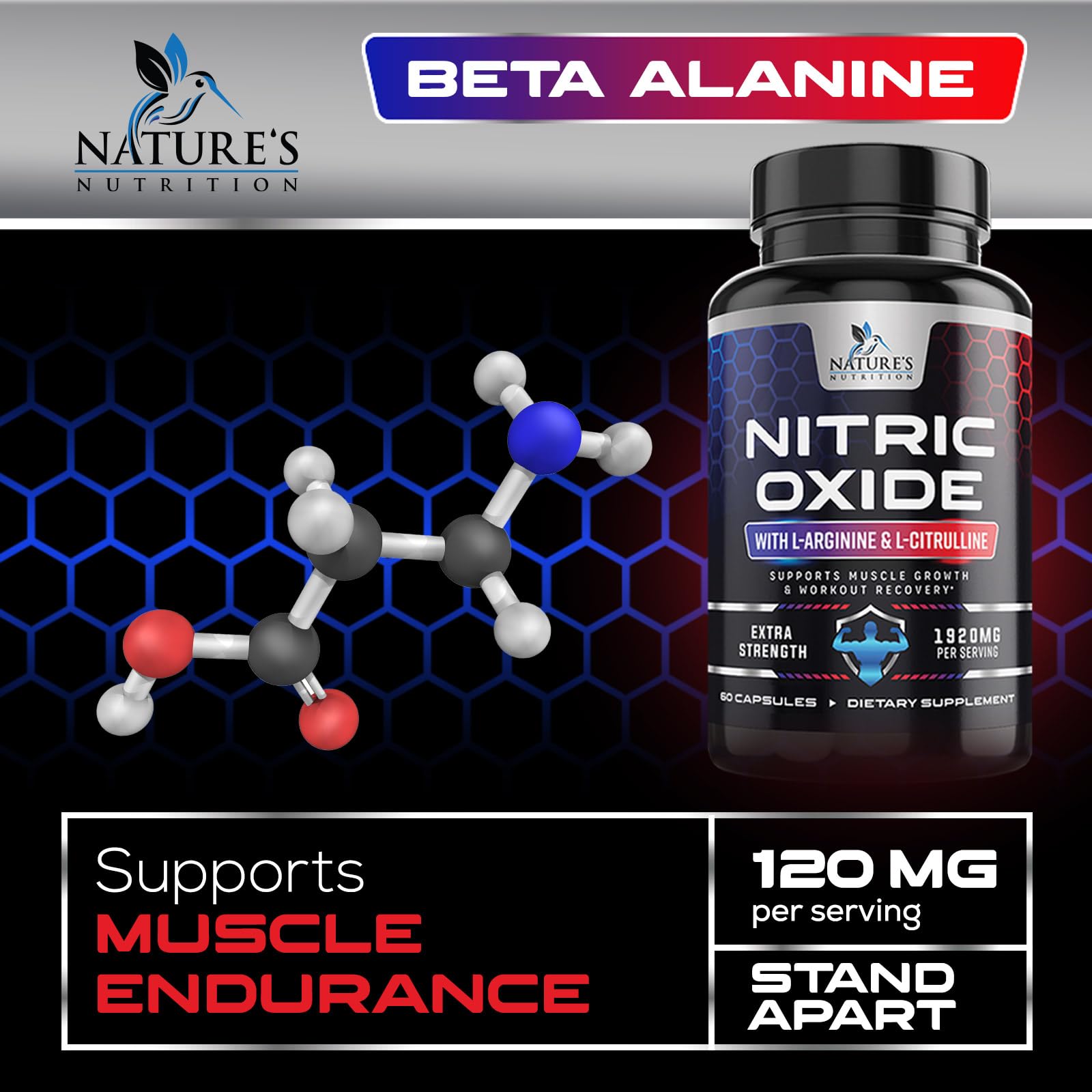 Extra Strength Nitric Oxide Supplement L Arginine 3X Strength - Citrulline Malate, AAKG Nature's NutritionAu supplements