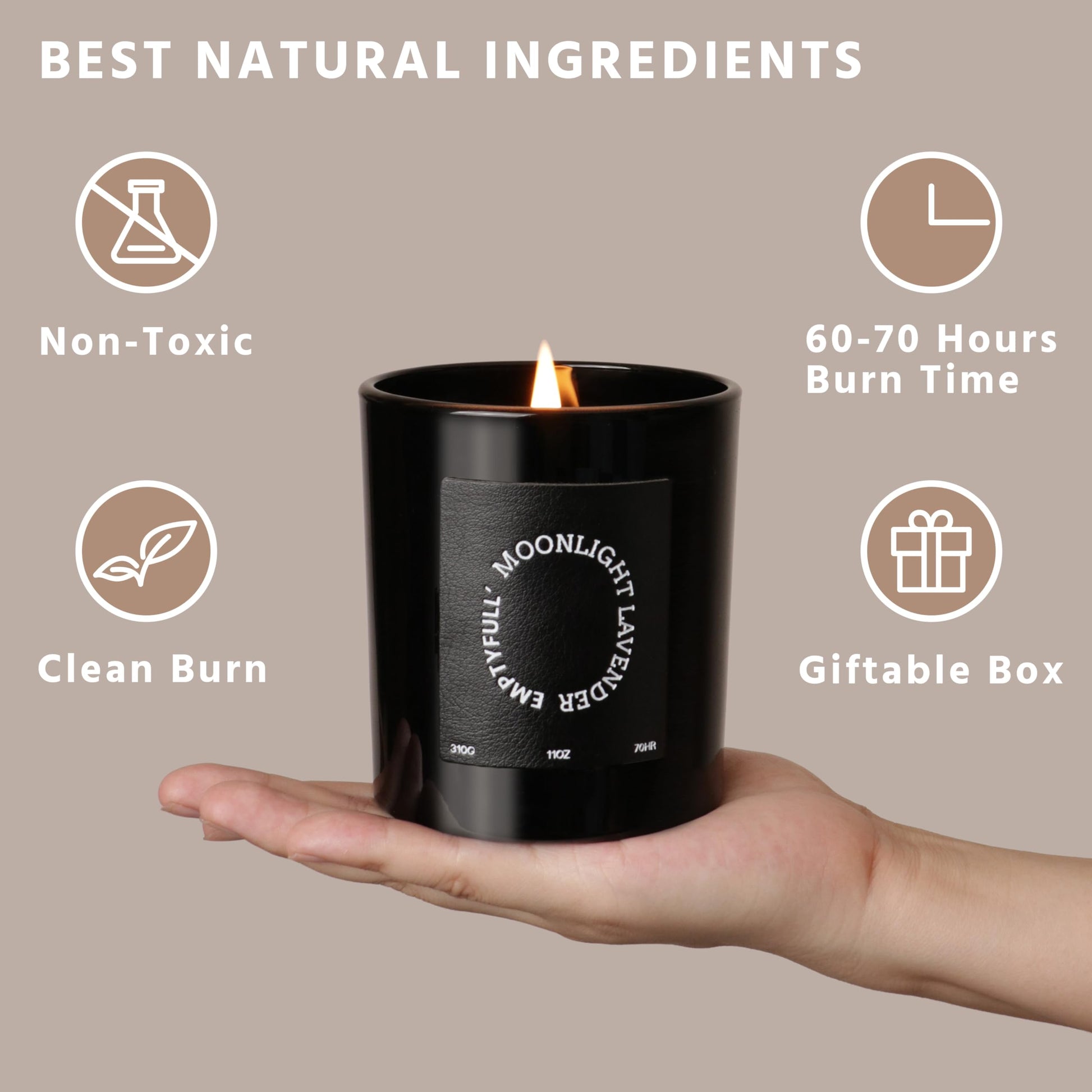 EMPTYFULL Lavender Scented Candles, Wood Wick, 11 oz Large Candle, Natural Soy Candles EmptyfullAu supplements