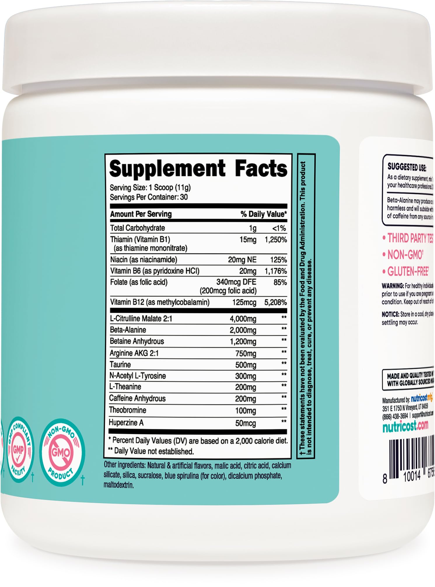 Nutricost Pre-Workout Powder for Women, Blue Raspberry, 30 Servings NutricostAu supplements