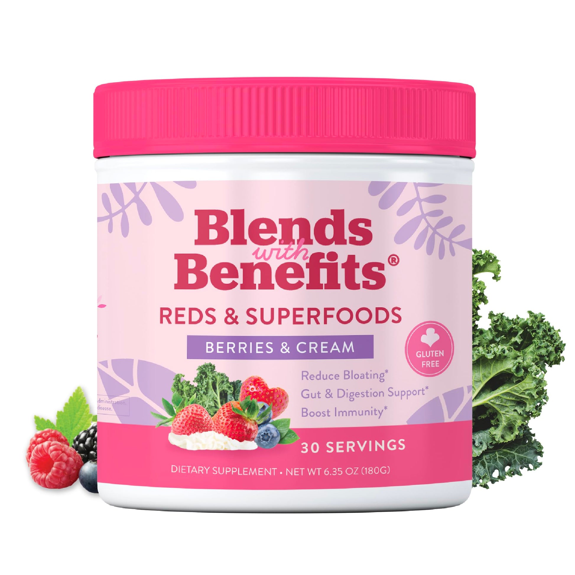360 Nutrition Blends with Benefits Reds & Superfoods for Natural Antioxidants and Polyphenols, with Fruits & Veggies, Probiotics Digestion, Daily Energy - Berries & Cream - 30 Servings 360 NutritionAu supplements
