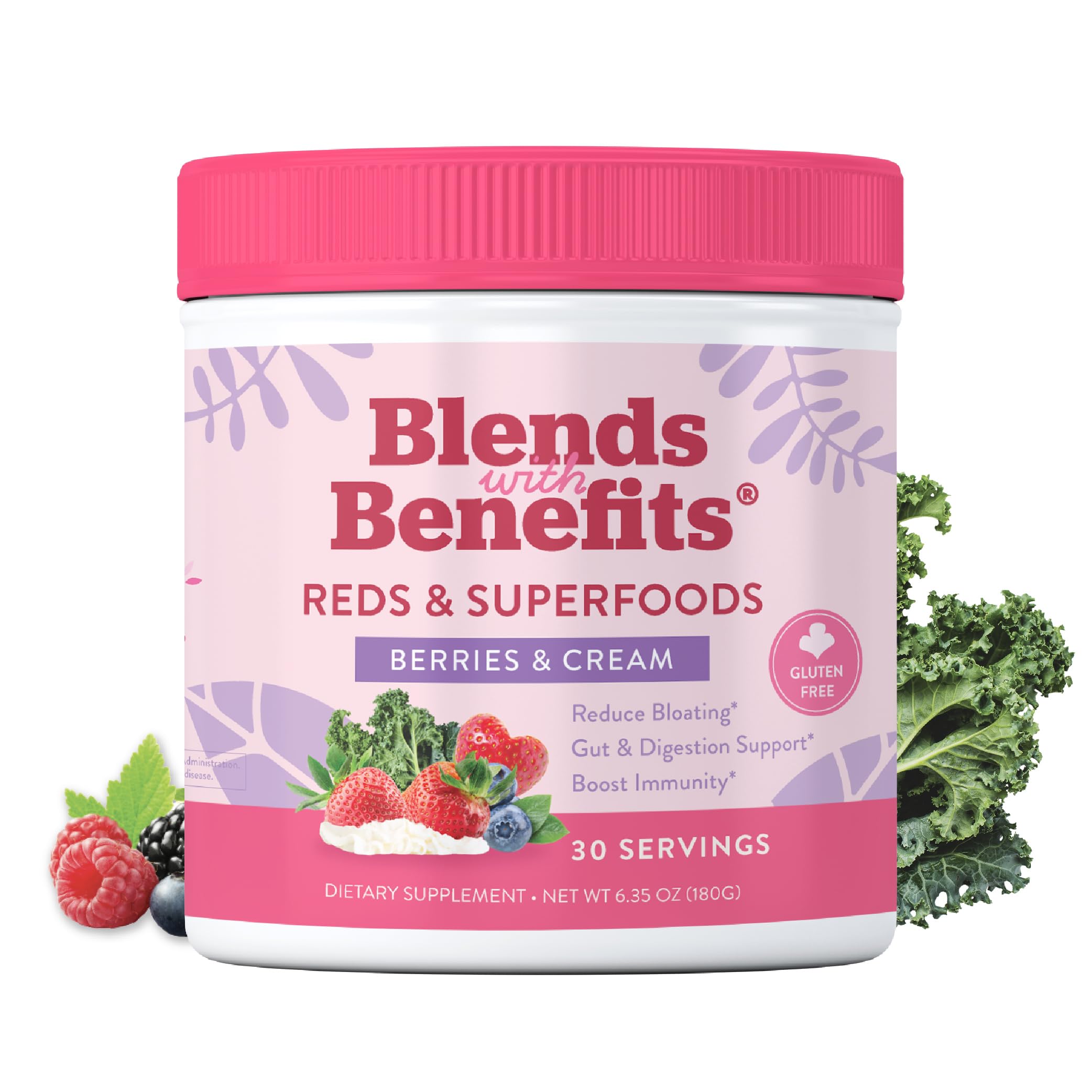 360 Nutrition Blends with Benefits Reds & Superfoods for Natural Antioxidants and Polyphenols, with Fruits & Veggies, Probiotics Digestion, Daily Energy - Berries & Cream - 30 Servings 360 NutritionAu supplements