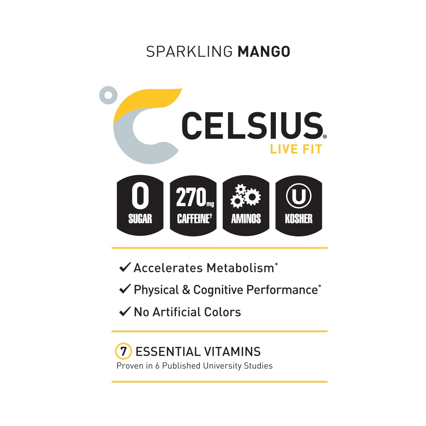 CELSIUS ESSENTIALS, Sparkling Mango Tango, Performance Energy Drink 16 Fl Oz CELSIUSUS supplements
