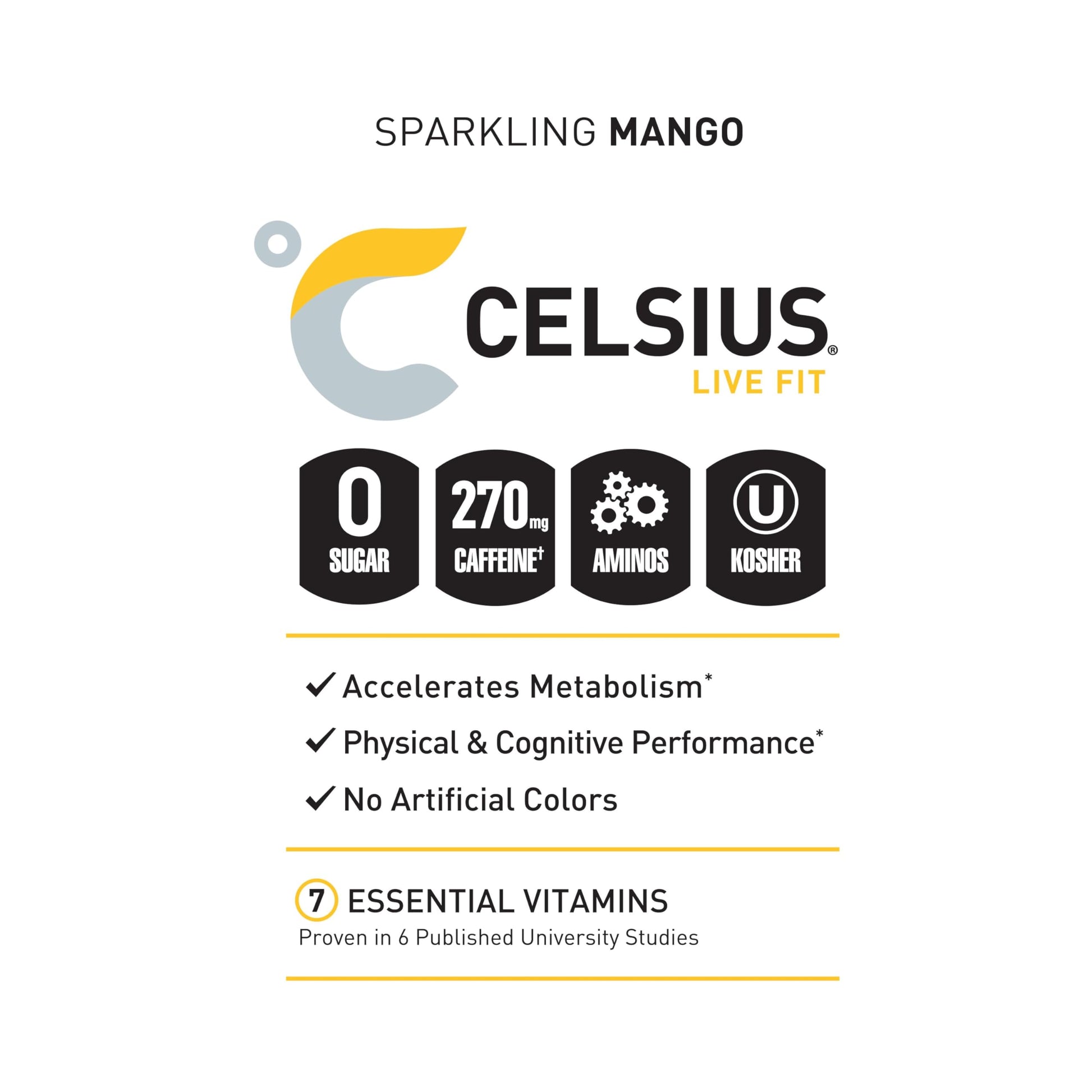 CELSIUS ESSENTIALS, Sparkling Mango Tango, Performance Energy Drink 16 Fl Oz CELSIUSUS supplements