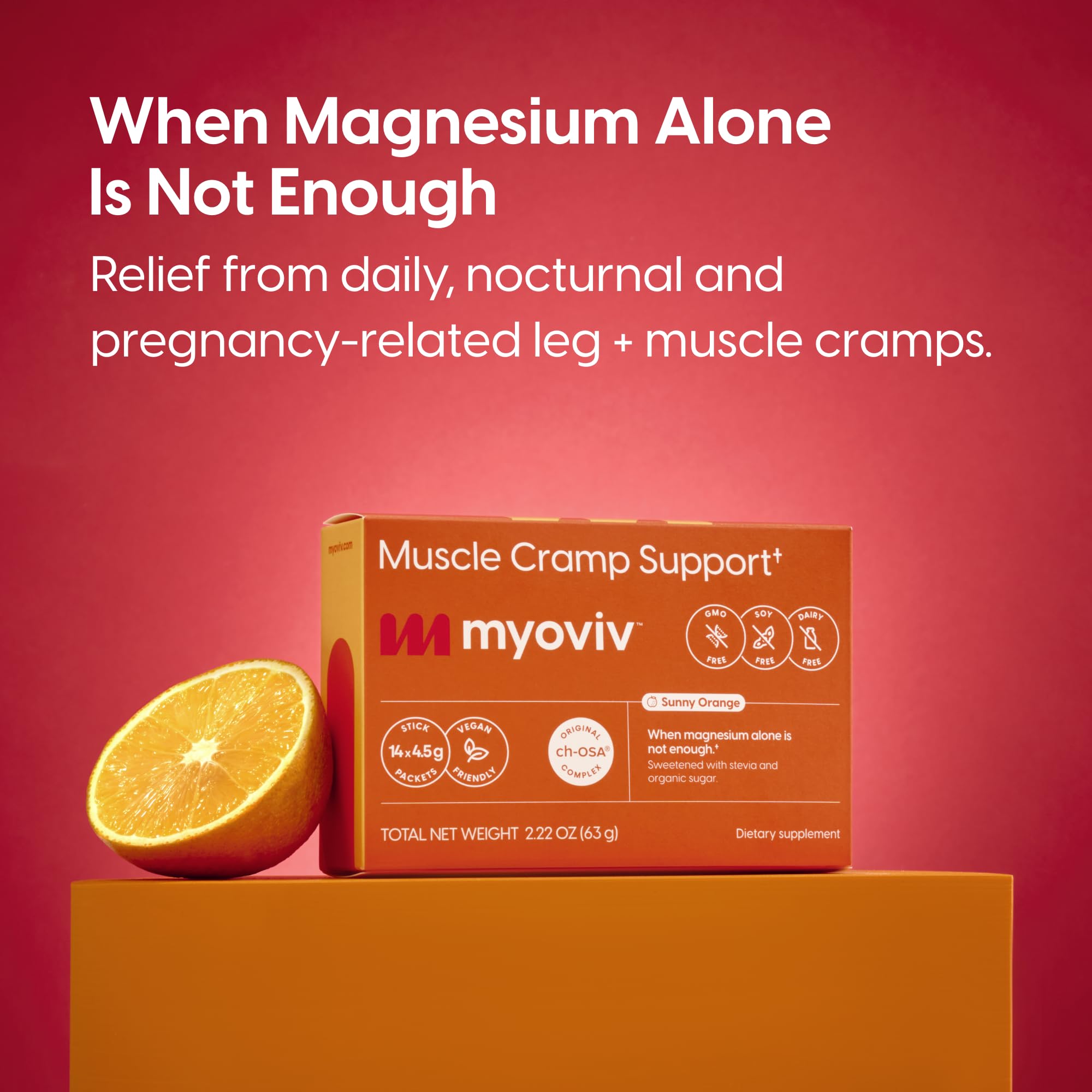 MYOVIV - Powerful Muscle Cramp Relief - 14 Packets (Trial Size), Sunny Orange Flavor - Muscle Cramp Support - Pregnancy & Lactation Safe MYOVIVAu supplements
