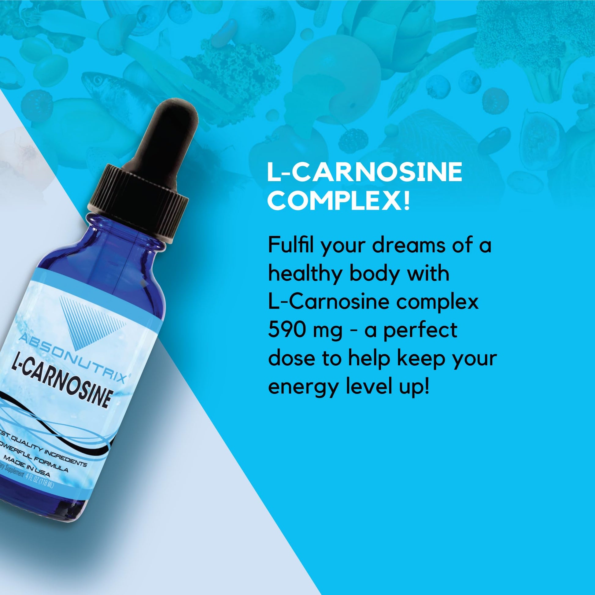 Absonutrix L-Carnosine - 583 mg 4 Oz Bottle, 200 Highly Potent Servings, Easy-to-Consume Drops, High Bioavailability, Third-Party Tested, GMP-Certified, Non-GMO, Cruelty-Free Products, Made in USA AbsonutrixAu supplements