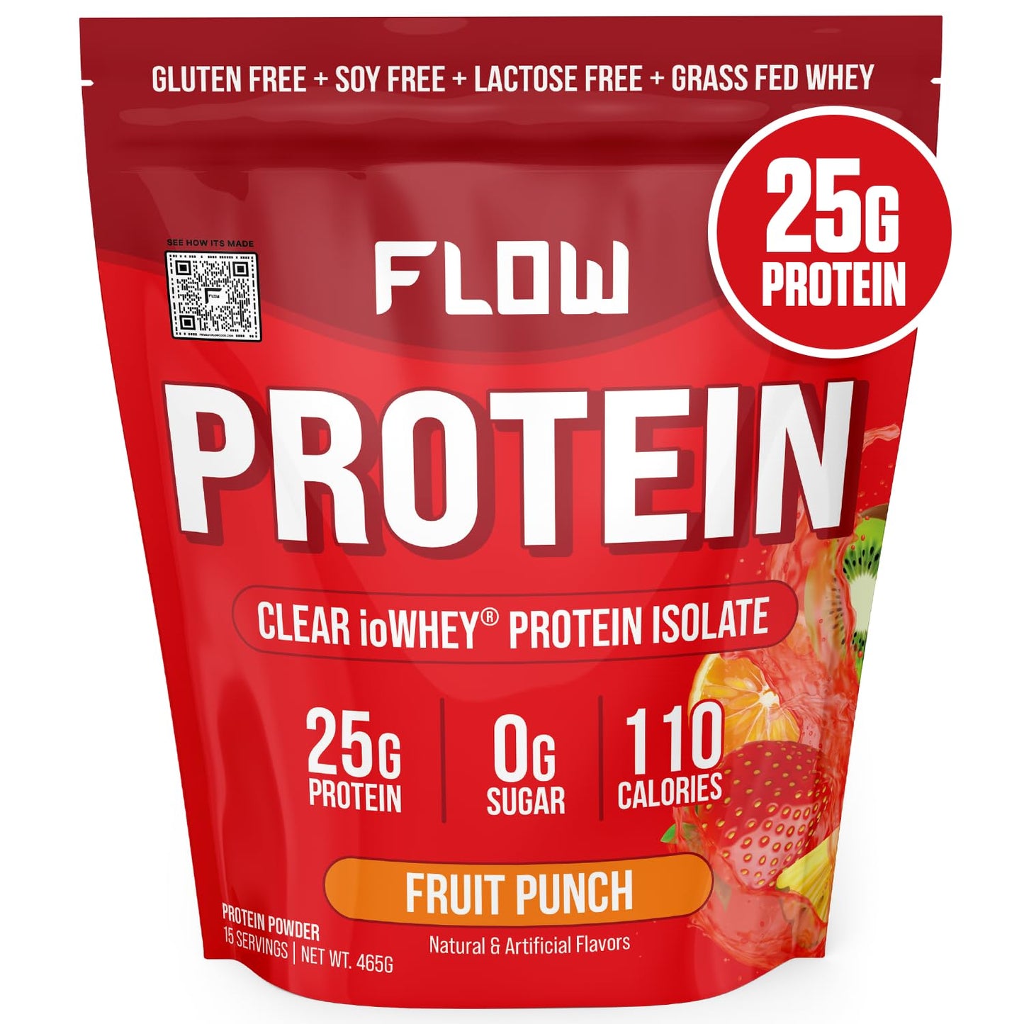 Flow Supps Clear Whey Isolate Protein Powder, Fruit Punch - 15 Servings, 25g Protein Flow SupplementsUS supplements