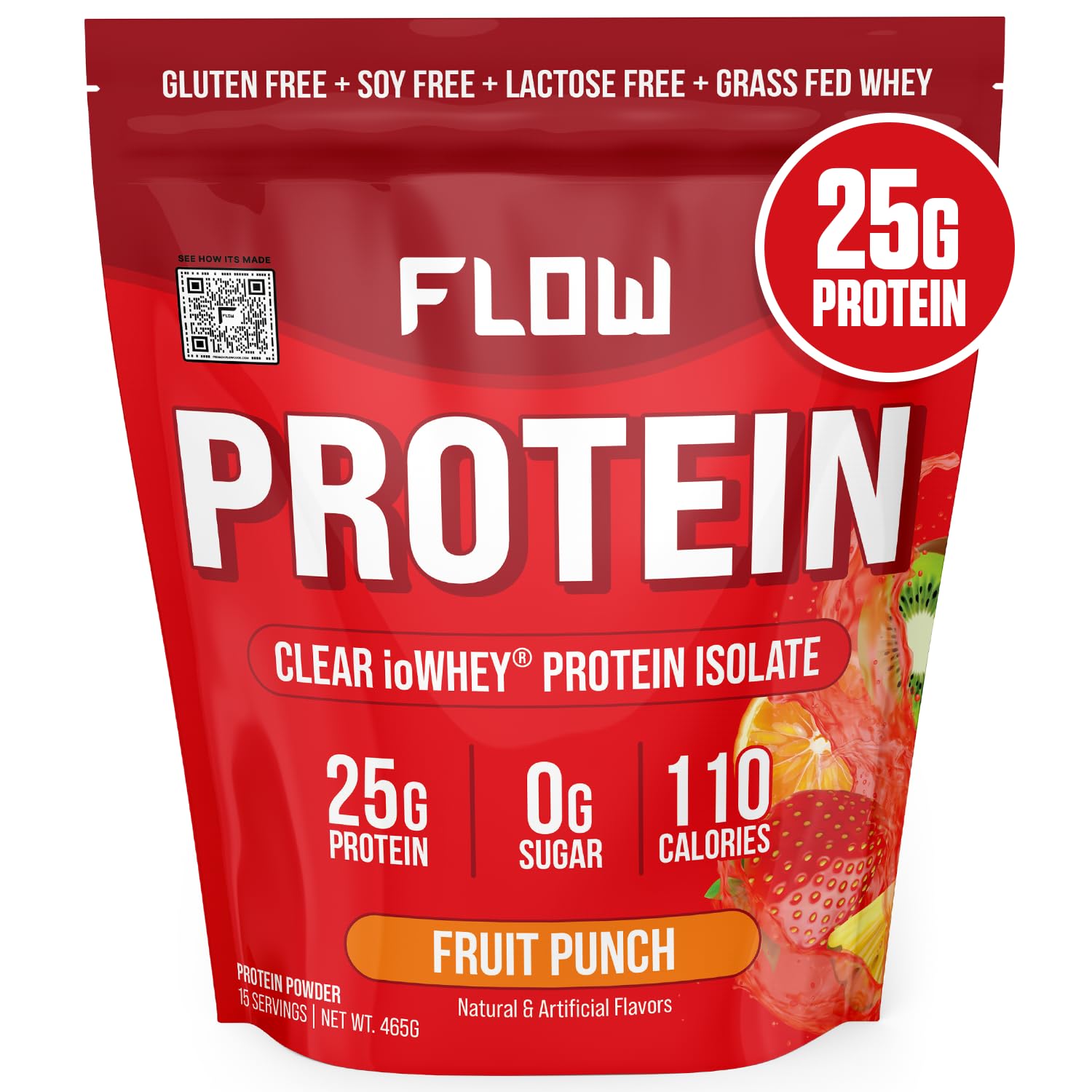Flow Supps Clear Whey Isolate Protein Powder, Fruit Punch - 15 Servings, 25g Protein Flow SupplementsUS supplements