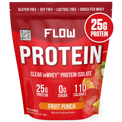 Flow Supps Clear Whey Isolate Protein Powder, Fruit Punch - 15 Servings, 25g Protein Flow SupplementsUS supplements