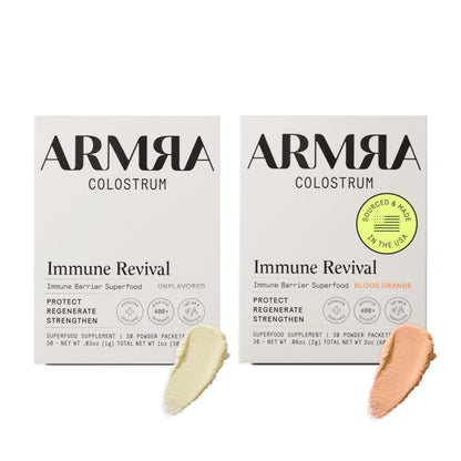 ARMRA Colostrum™ Premium Powder, Grass Fed, Gut Health Bloating Immunity Skin & Hair, Contains 400+ Bioactive Nutrients, Keto, Gluten & Fat Free (Unflavored, Blood Orange Bundle | 60 Servings) ARMRAUS supplements