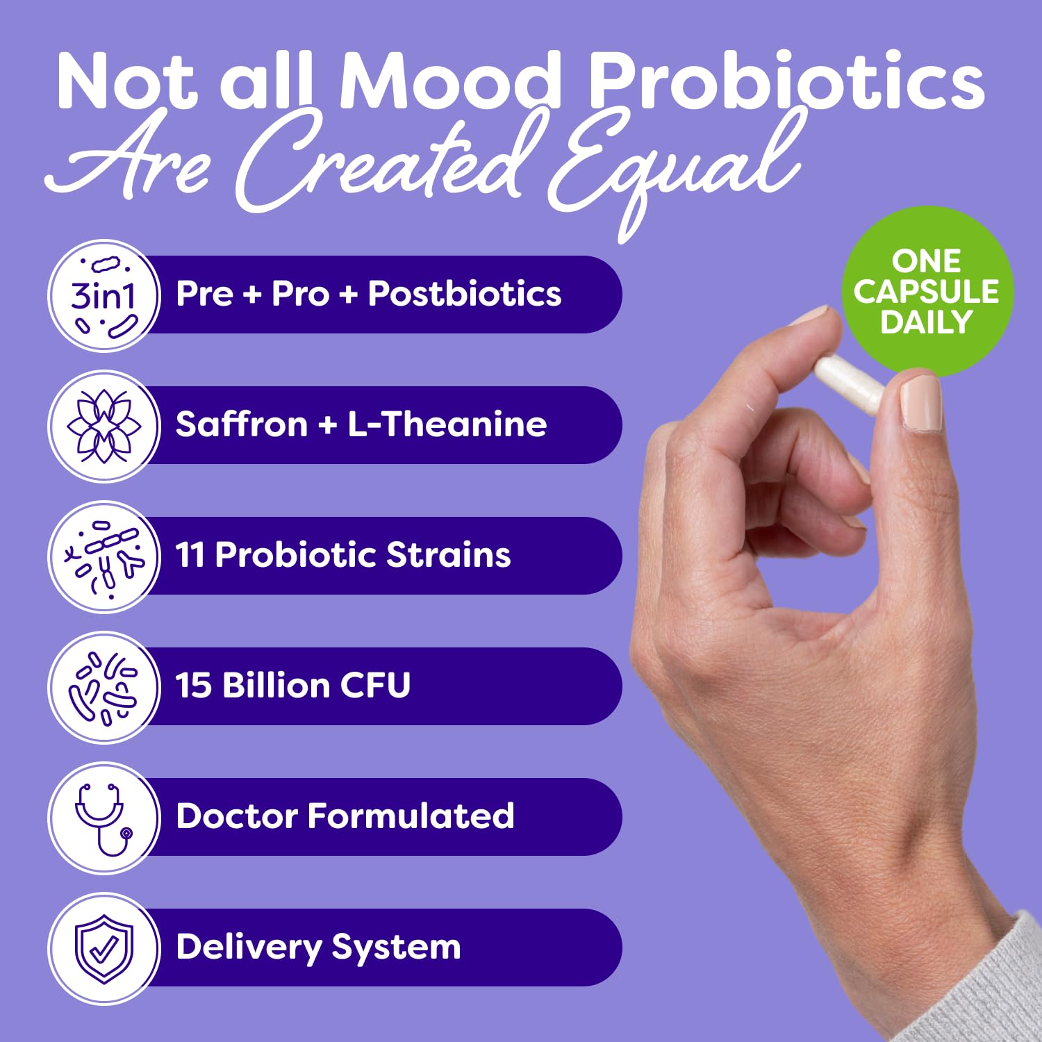 Probulin Mood Probiotics for Women with Saffron, L Theanine, Probiotic, Prebiotic, Postbiotic - Mood Support Supplement & Gut Support - Vegan, Non GMO, 30 Capsules ProbulinAu supplements