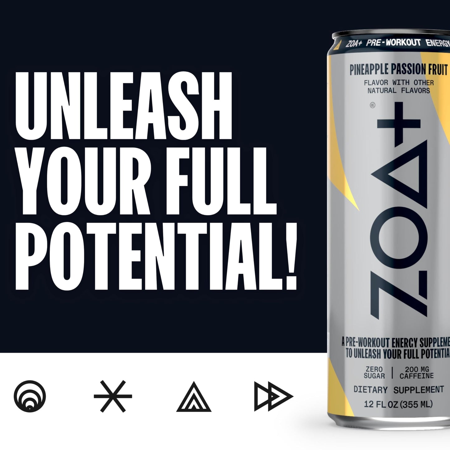 ZOA+ Pre-Workout Sugar-Free Energy Drink, Pineapple Passionfruit - Zero Sugar ZOAUS supplements