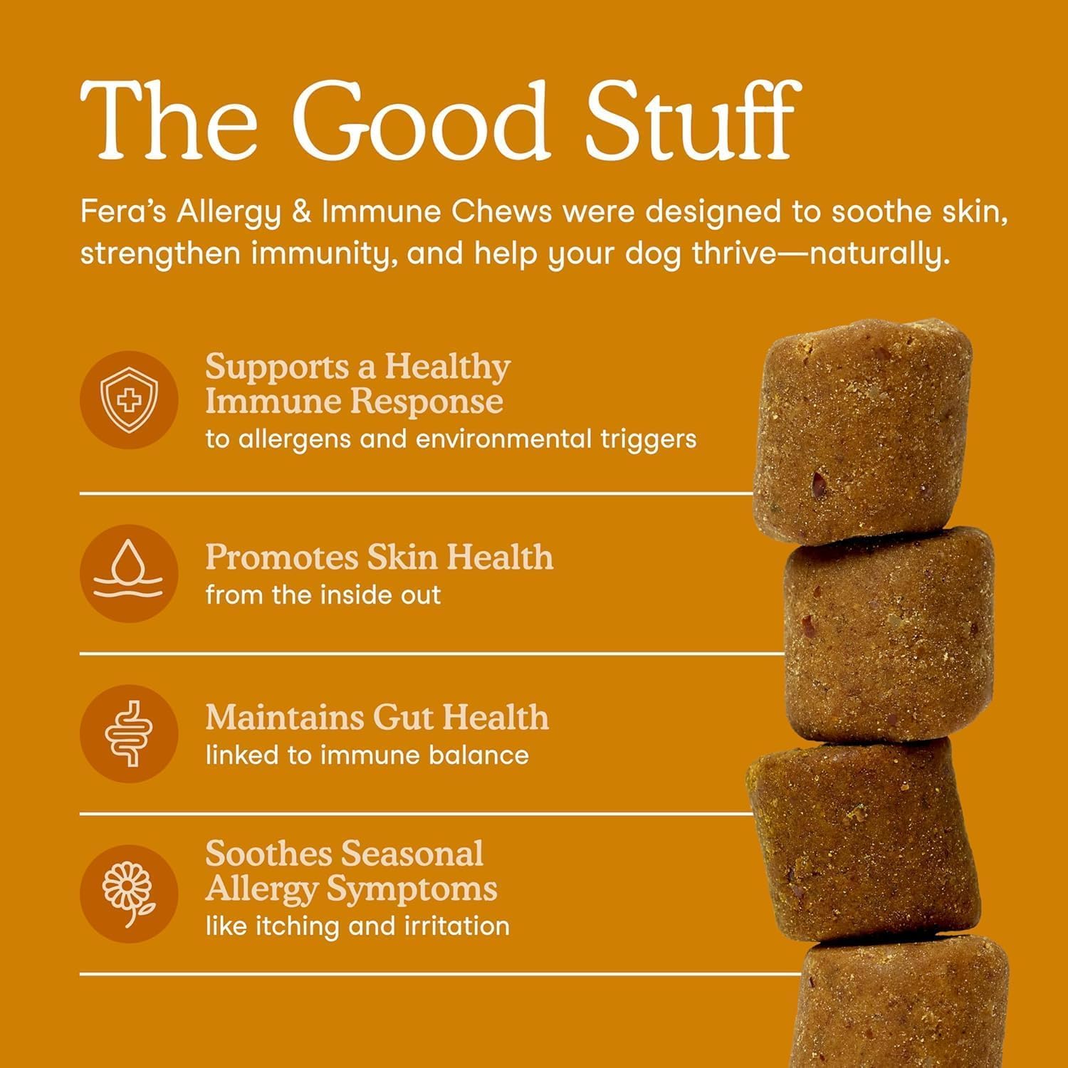 Fera Pets Dog Allergy and Immune Support with Organic Mushrooms, Postbiotics & Colostrum - Promotes Skin & Gut Health - Soothes Seasonal Allergy Symptoms - 30 Soft Chews Fera PetsAu supplements
