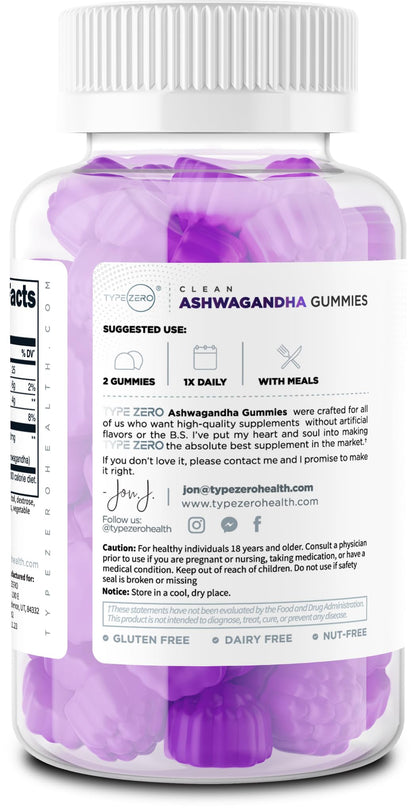 Type Zero Ashwagandha Gummies 1,200mg, 60 Gummies - Ashwagandha Herbal Extract Supplement - 30 Servings, Gluten Free, Non-GMO Type ZeroUS supplements