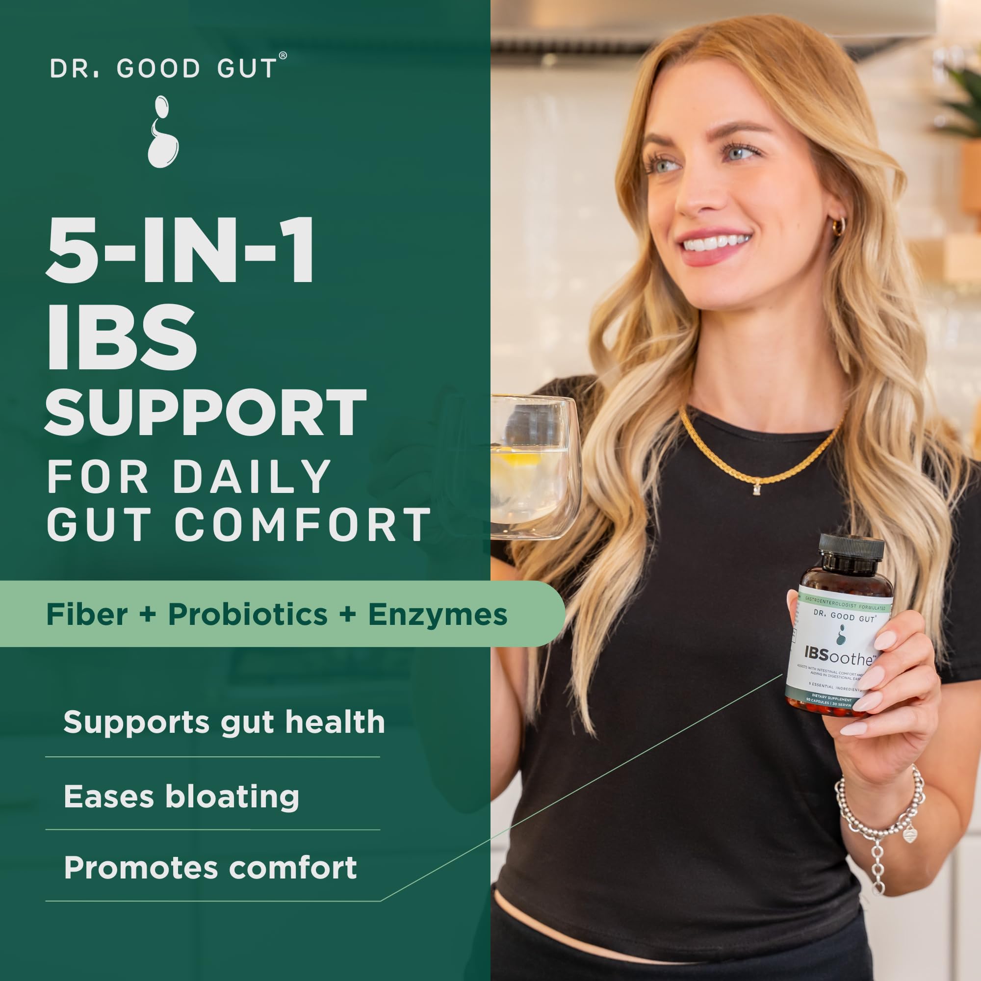 IBSoothe by Dr. Good Gut – Gut Health Supplement for Women & Men with Fiber, Probiotics, Enzymes & Peppermint Oil for Bloating Relief, Digestive Support, IBS Relief & Daily Gut Wellness – 90 Capsules DR. GOODGUTAu supplements