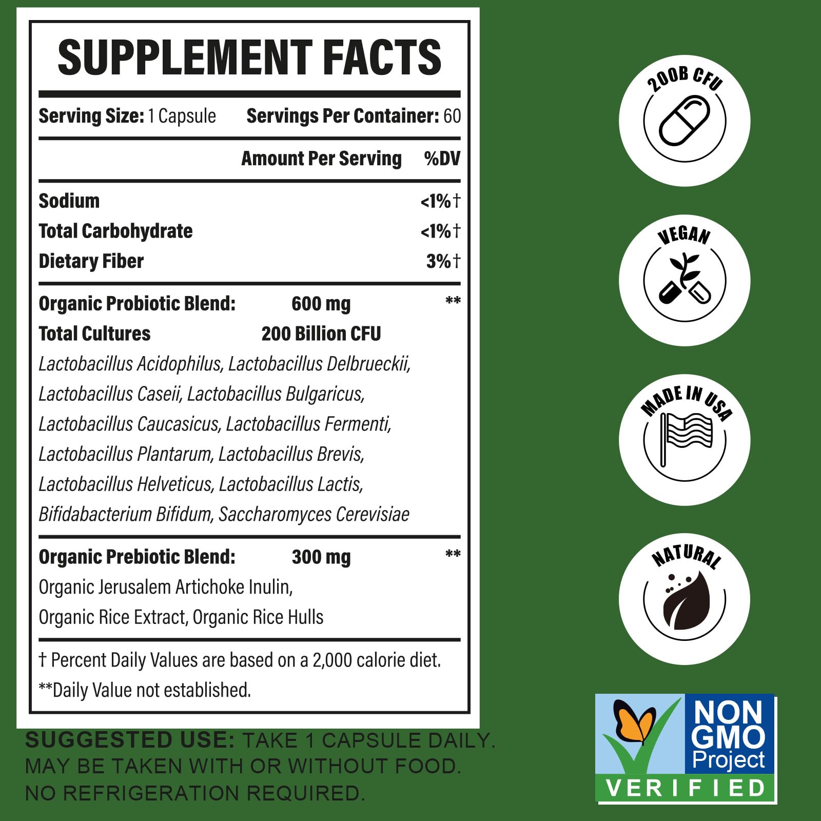 Probiotics for Women & Men, 200 Billion CFU 12 Strains with 3 Organic Prebiotics and Probiotics for Digestive Health Gut, Immune, Bloating & Gas, Energy, Overall Health, Shelf Stable - 2 Month Supply CfufulAu supplements