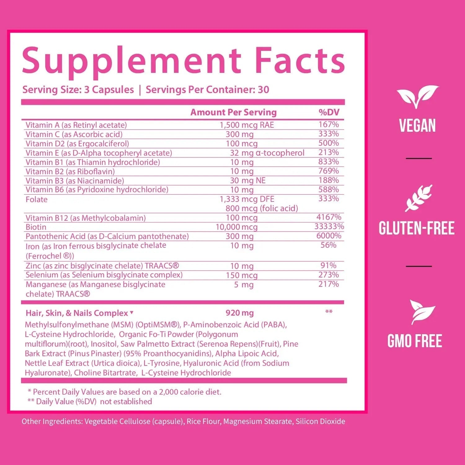 GOBIOTIX Hair Skin and Nails Vitamin Supplement - 10000mcg Biotin Pills with Hyaluronic Acid, Folate, Iron, Magnesium, and Zinc GOBIOTIXAu supplements