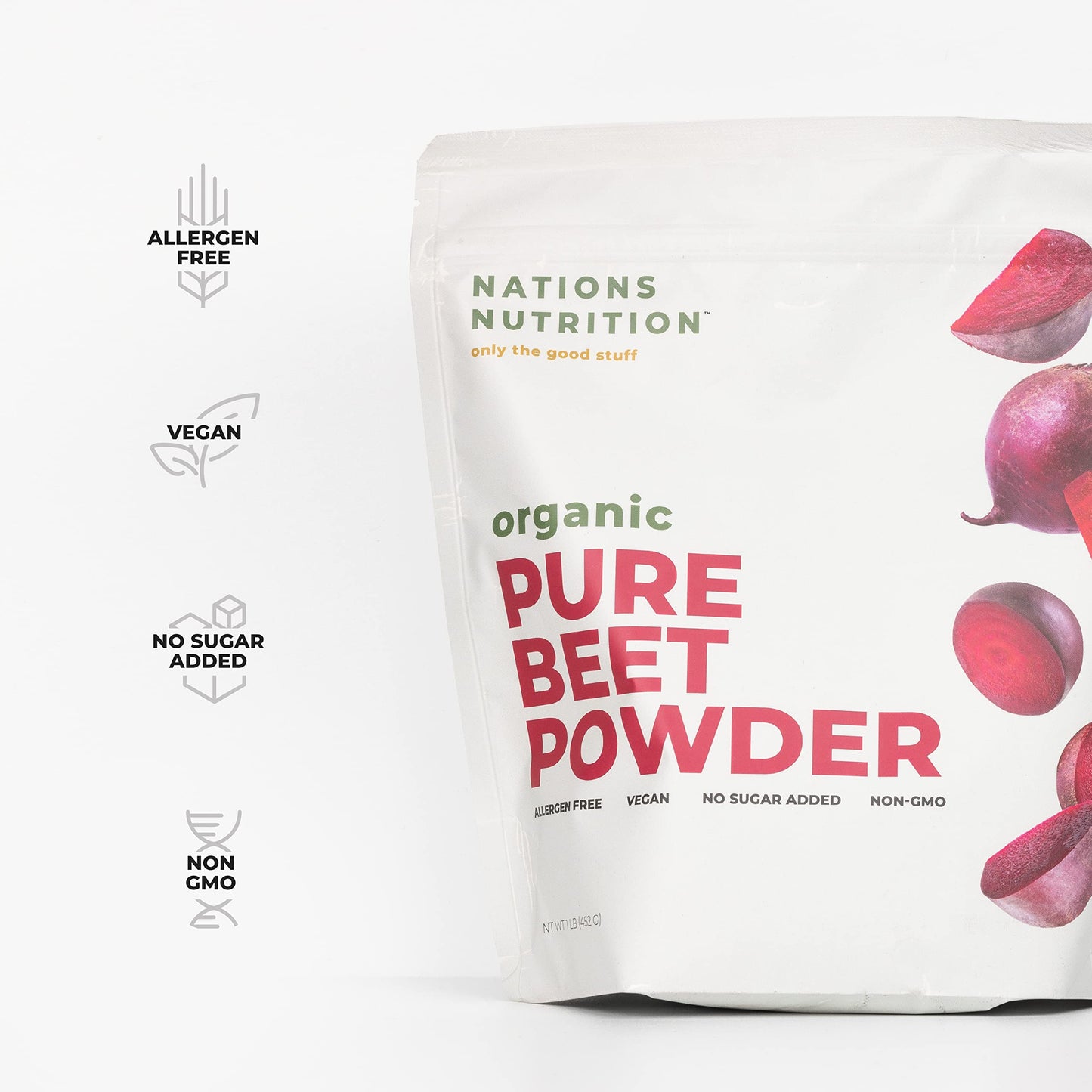 Nations Nutrition Pure Beet Root Powder Organic - Nitric Oxide Circulation Superfood Nations NutritionUS supplements