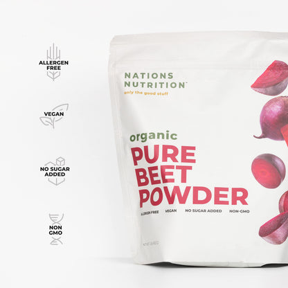 Nations Nutrition Pure Beet Root Powder Organic - Nitric Oxide Circulation Superfood Nations NutritionUS supplements