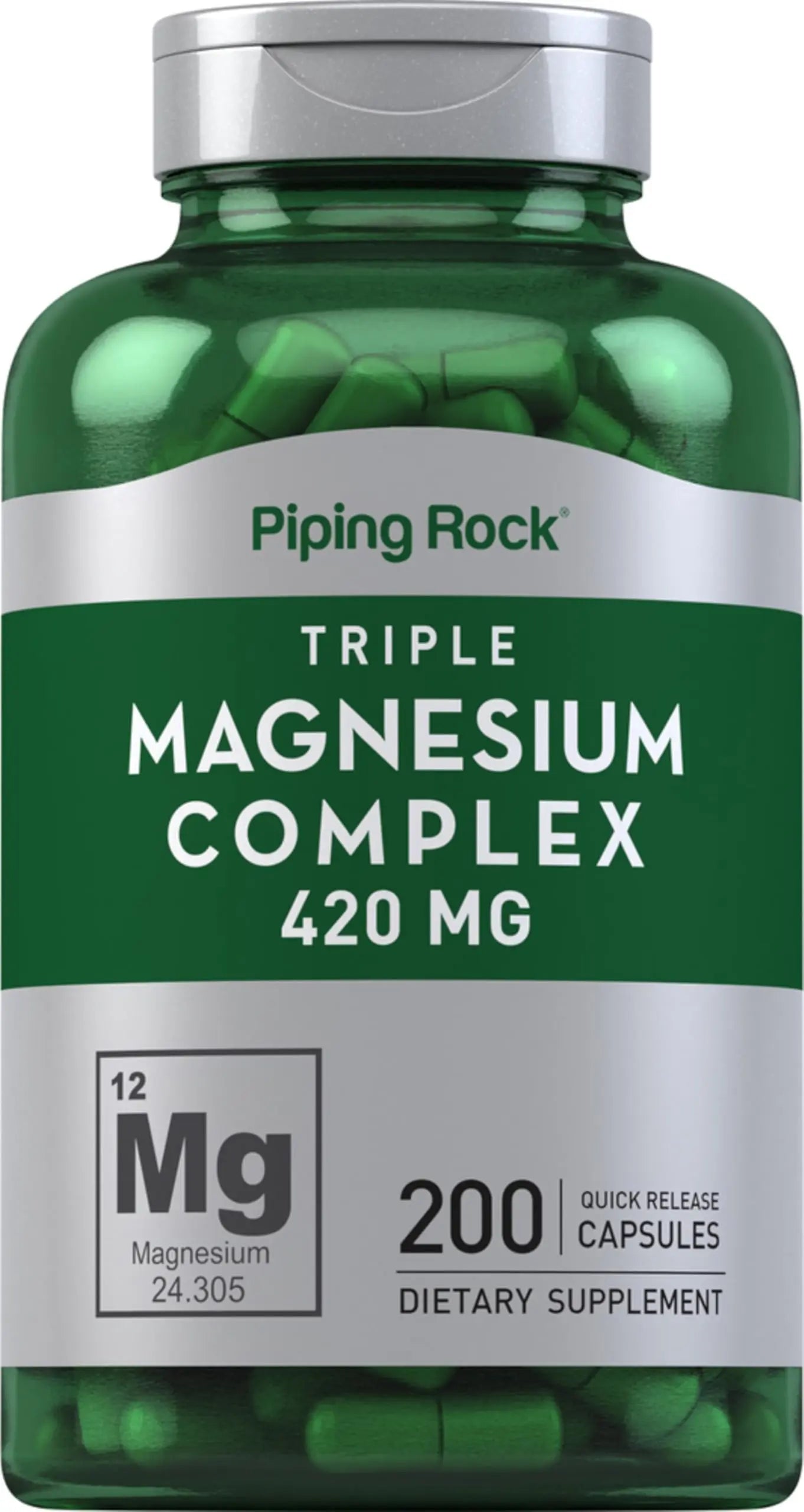 Piping Rock Triple Magnesium Complex | 420 mg | 200 Capsules | Magnesium Oxide, Citrate, and Aspartate Supplement | Non-GMO, Gluten Free Piping RockAu supplements