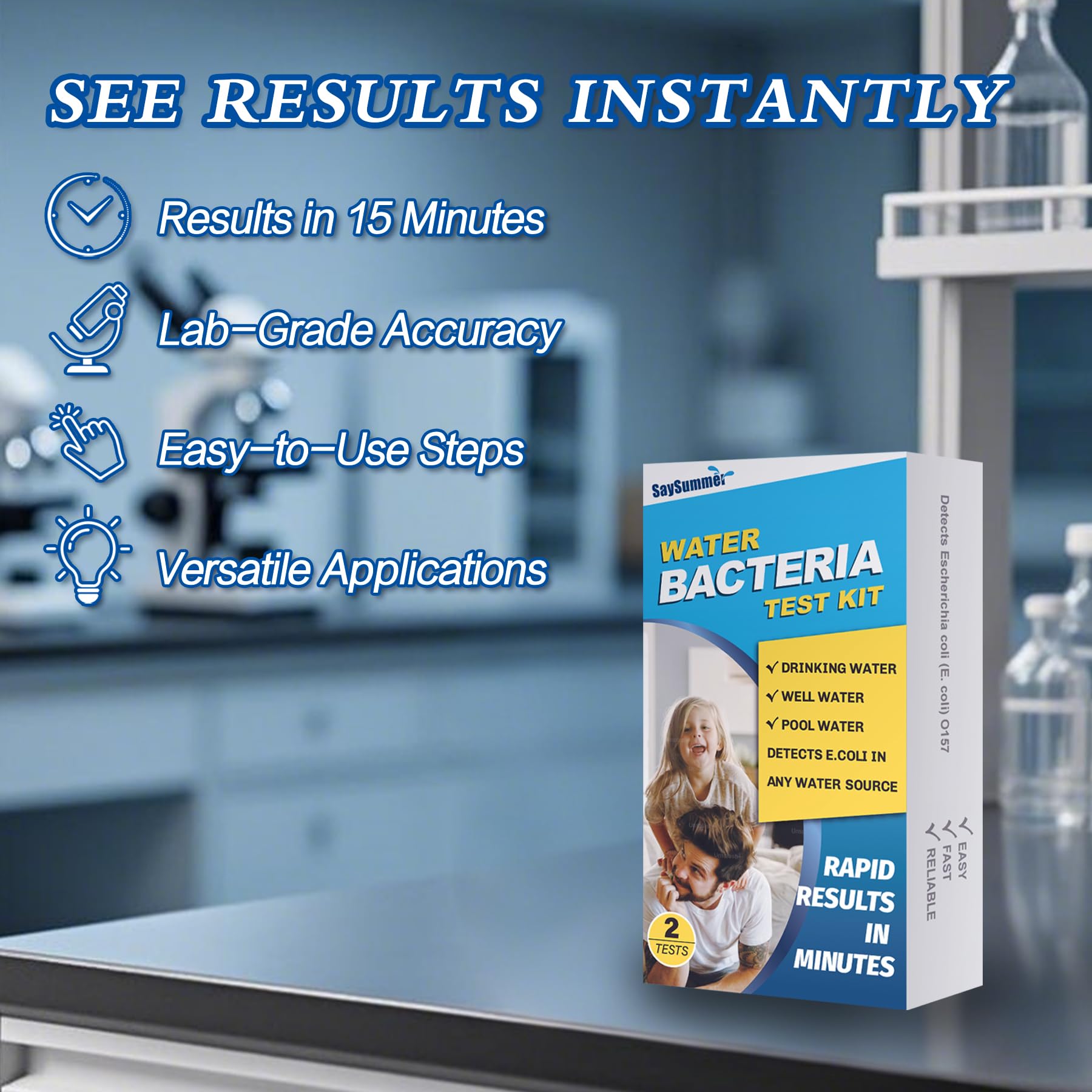 Water Bacteria Test Kit for Drinking Water: Results in 15 Minutes Coliform Bacteria Water Test Kit 2 Counts for Any Water Source Including Well Water Pool Water SaySummerAu supplements