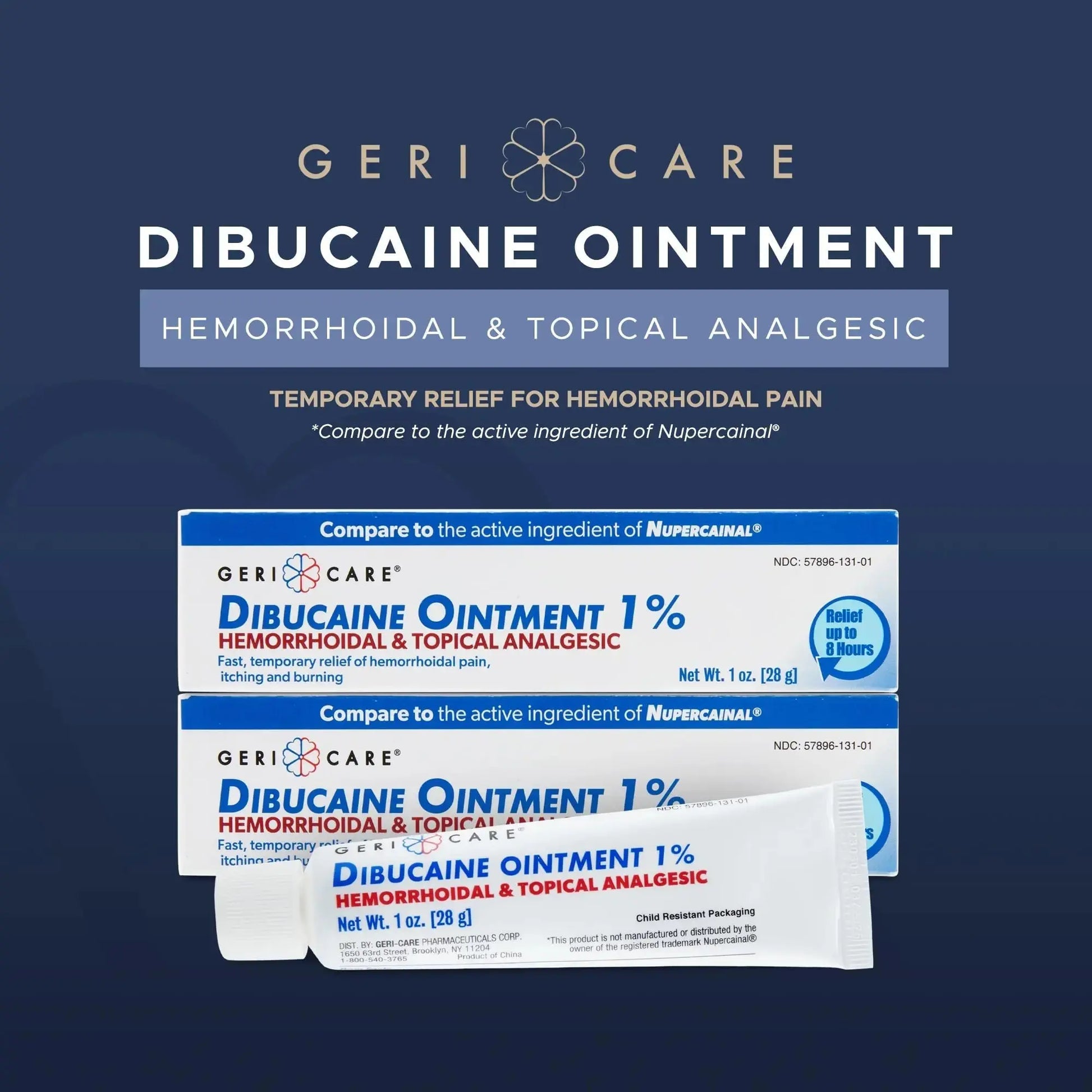 GeriCare Dibucaine Hemorroid Ointment 1% Pain-Relief Hemorrhoid Cream |Hemorroidal & Topical Analgesic| Quick Relief from Burning & Itching | Fast-Acting External Hemorrhoid Treatment 1oz (2 Pack) GeriCareAu supplements