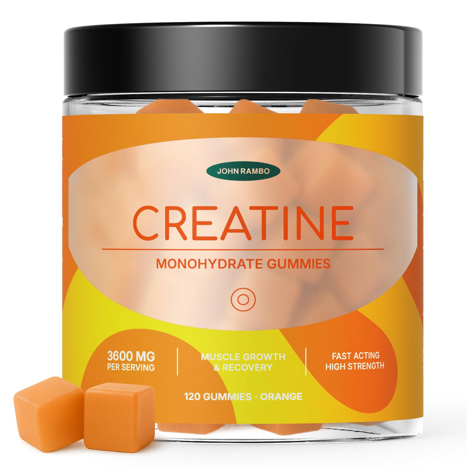 JOHN RAMBO Creatine Monohydrate Gummies – 3600mg Real Creatine Per Serving – Transparent Label, Refreshing Orange Flavor, Lab-Tested Muscle & Strength Supplement JOHN RAMBOAu supplements