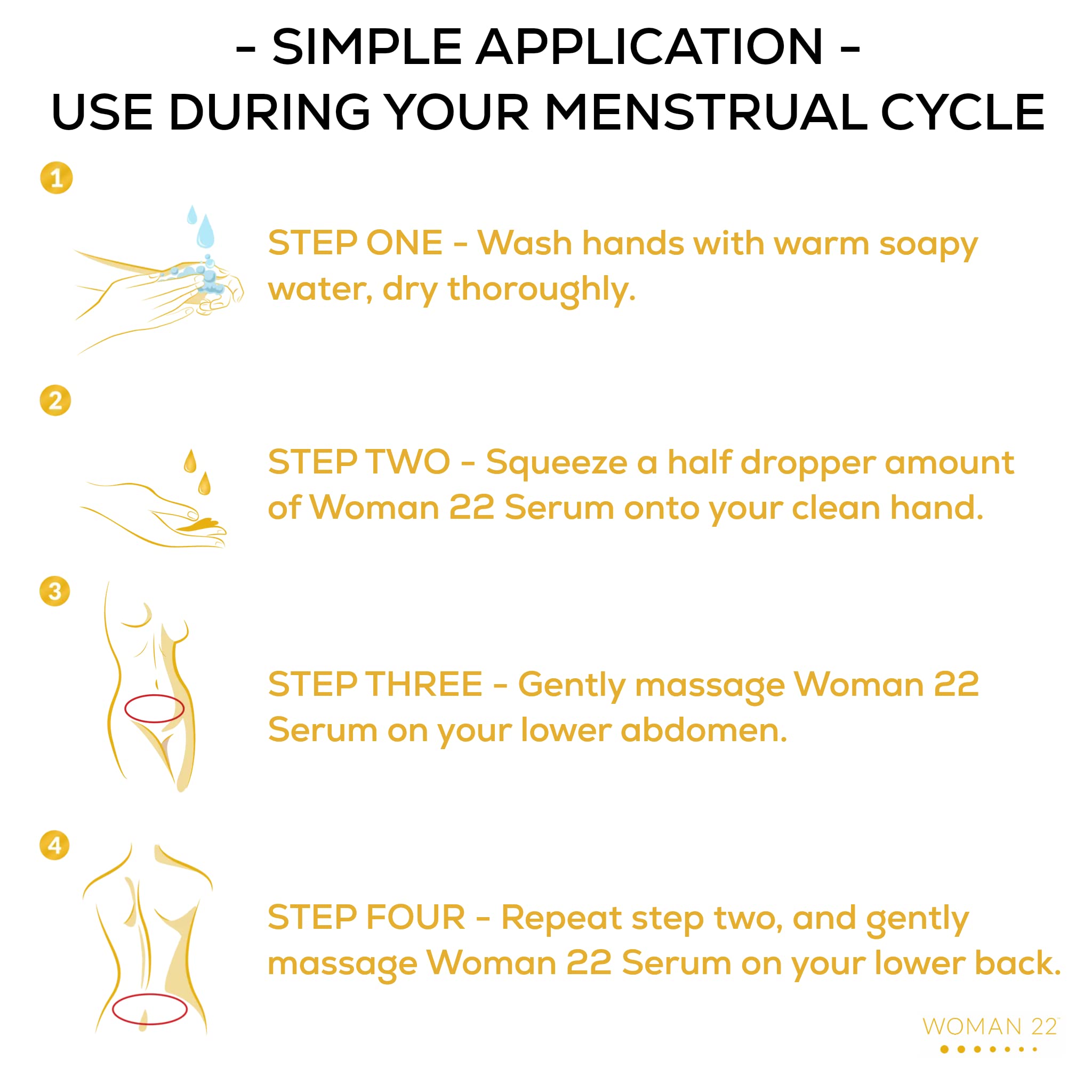 Topical Soothing Serum for Difficult Periods, Cramps, Bloating & more. Apply Lower Abdomen Woman 22Au supplements