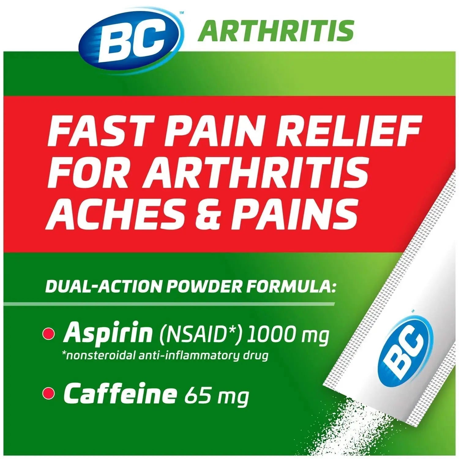BC Powder Arthritis Pain Reliever, Aspirin Dissolve Packs, 50 Count Powder Packets BCAu supplements