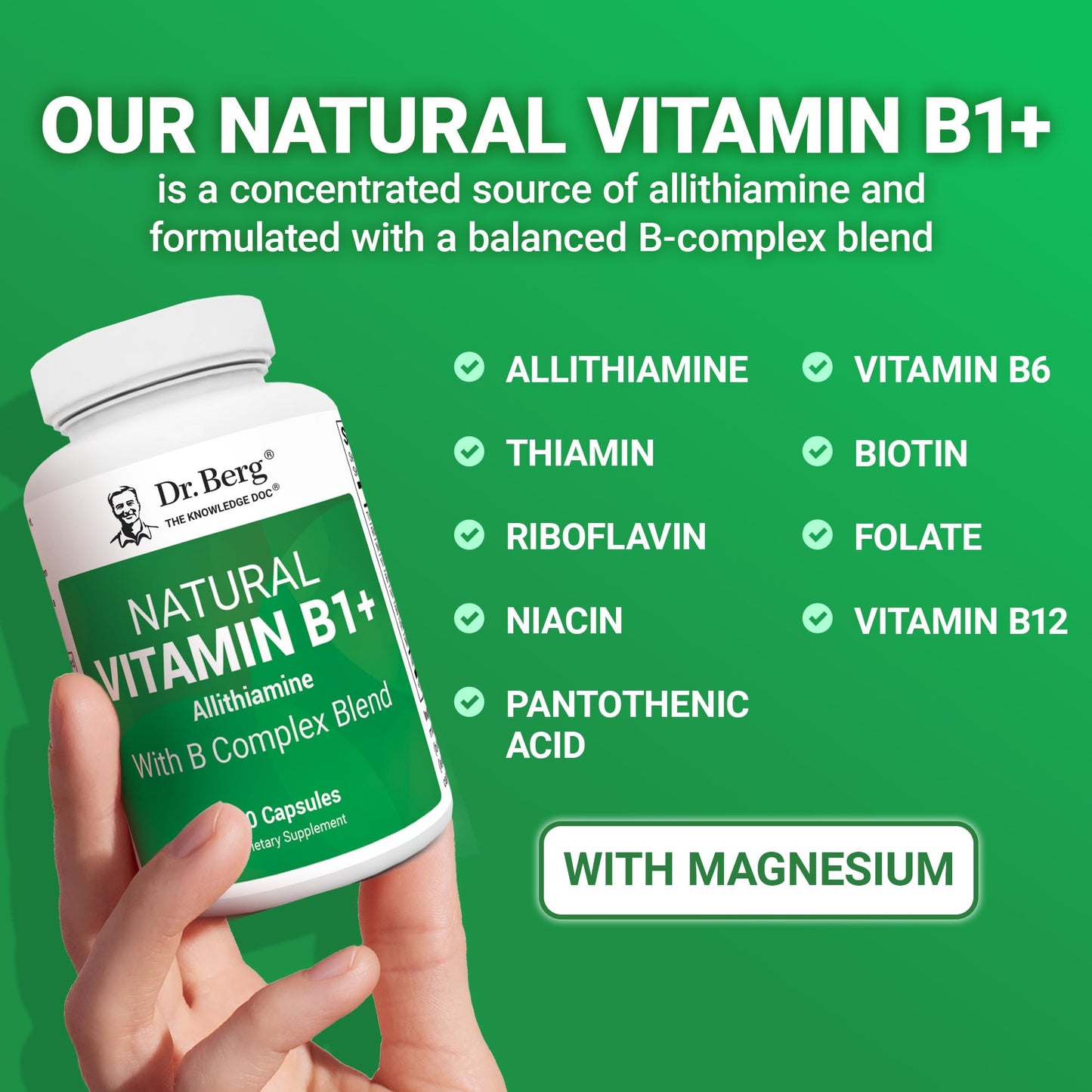 Dr. Berg Natural Vitamin B1 B6 B12 Complex - Allithiamine Vitamin B1 Supplement with 8 Essential Vitamin B Complex for Men & Women Including Thiamin Dr. Berg NutritionalsUS supplements