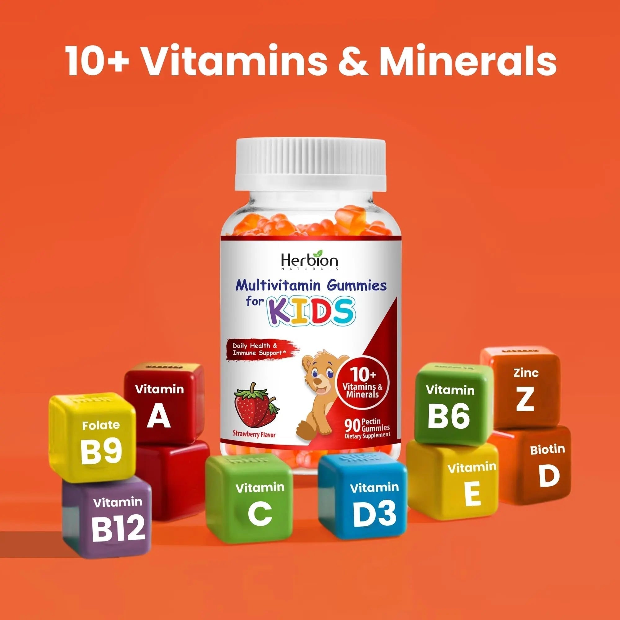 HERBION Naturals Multivitamin Gummies for Kids, Immune Support with Vitamin C, D3, B12, A, E & Zinc, Strawberry Flavor HERBIONAu supplements