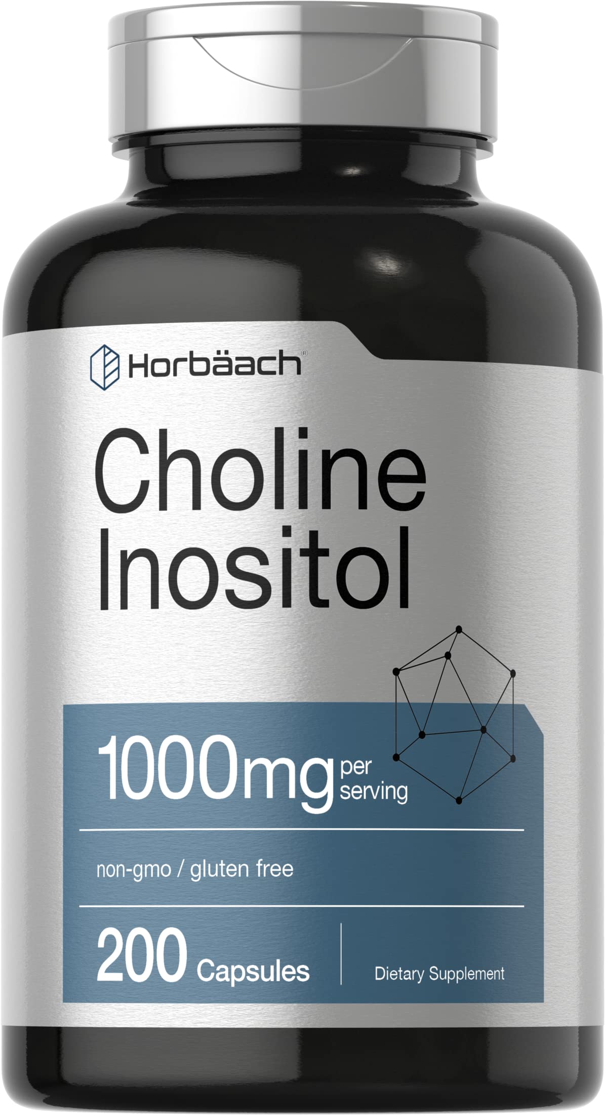 Choline Inositol 1000mg Supplement | 200 Capsules | Non-GMO, Gluten Free | by Horbaach HorbäachAu supplements