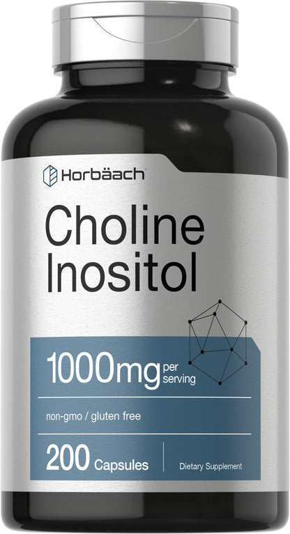 Choline Inositol 1000mg Supplement | 200 Capsules | Non-GMO, Gluten Free | by Horbaach HorbäachUS supplements