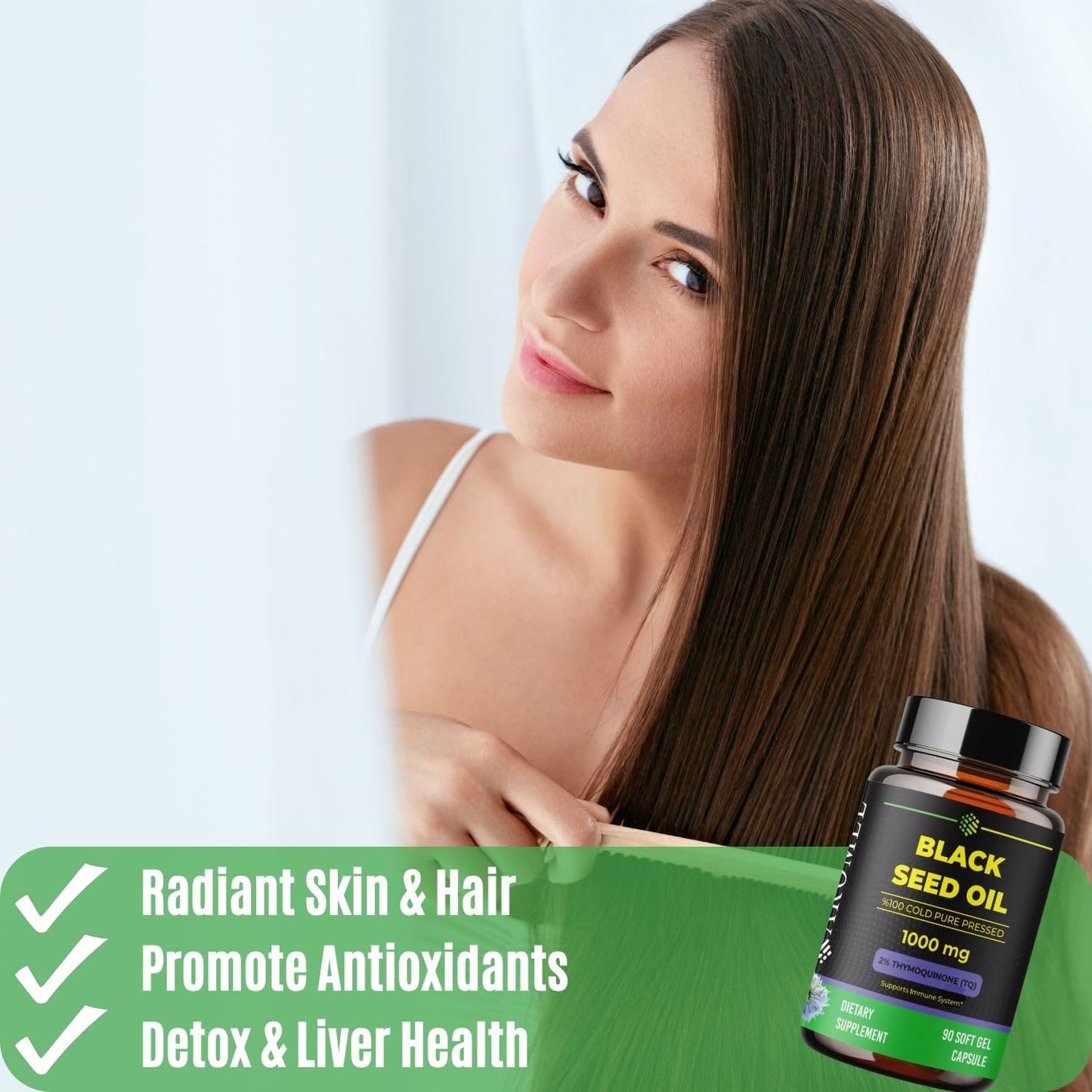 aromel Black Seed Oil Capsules, 90 Days Supply, 2% Thymoquinone, Non-GMO aromelUS supplements