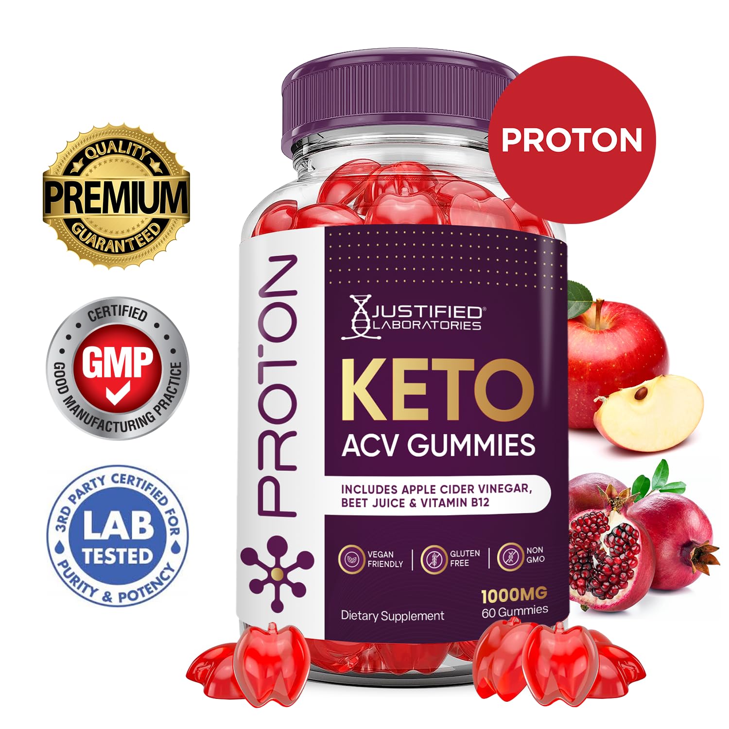 (2 Pack) Proton Protein Keto ACV Gummies Advanced Formula 1000MG Proton Keto Justified LaboratoriesUS supplements