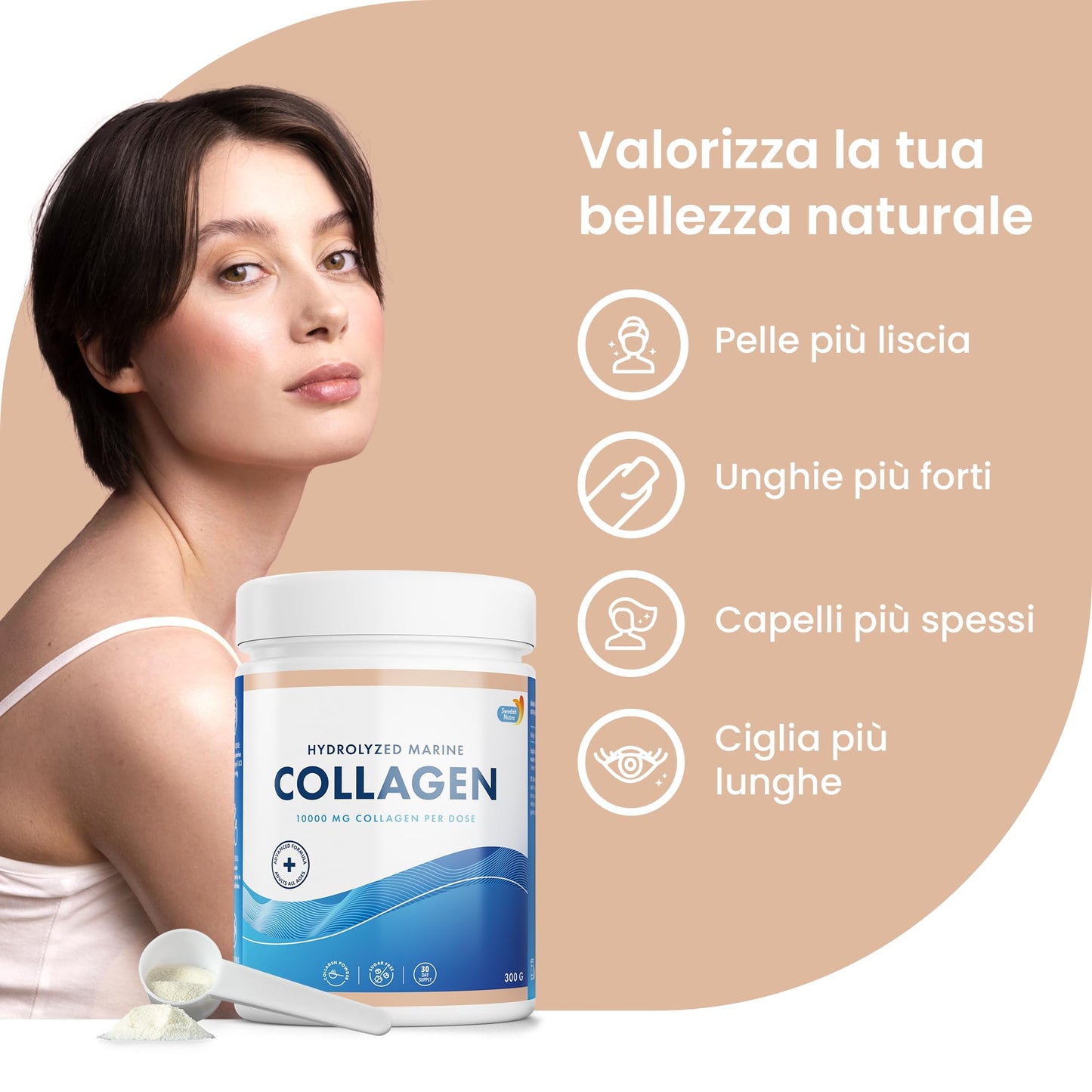 100% Marine Collagen Powder 300g I Pure Hydrolyzed Collagen Powder (Type I & III) Swedish NutraUS supplements